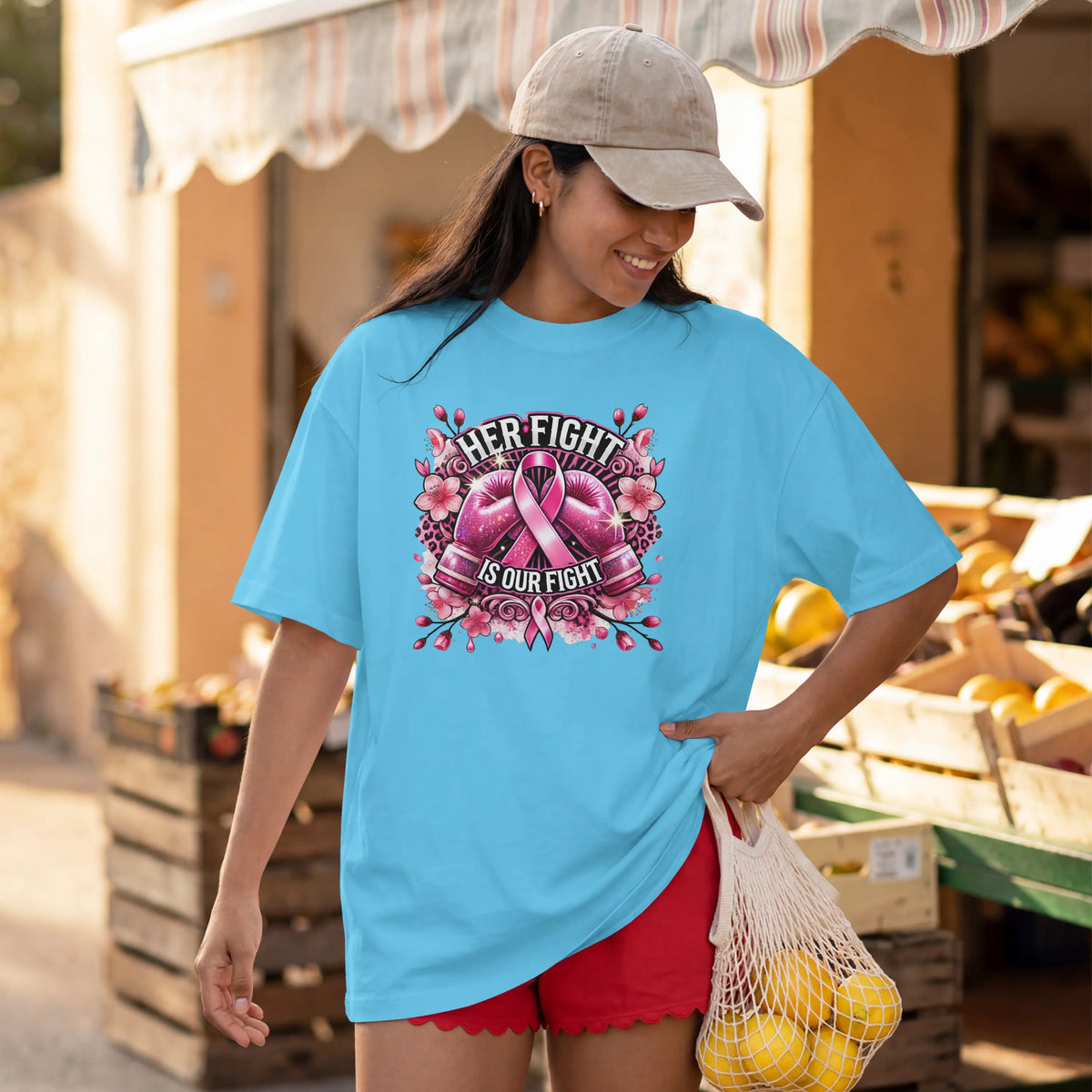 Her Fight is our Fight pink cancer short sleeve T Shirt. DuoCreationZ