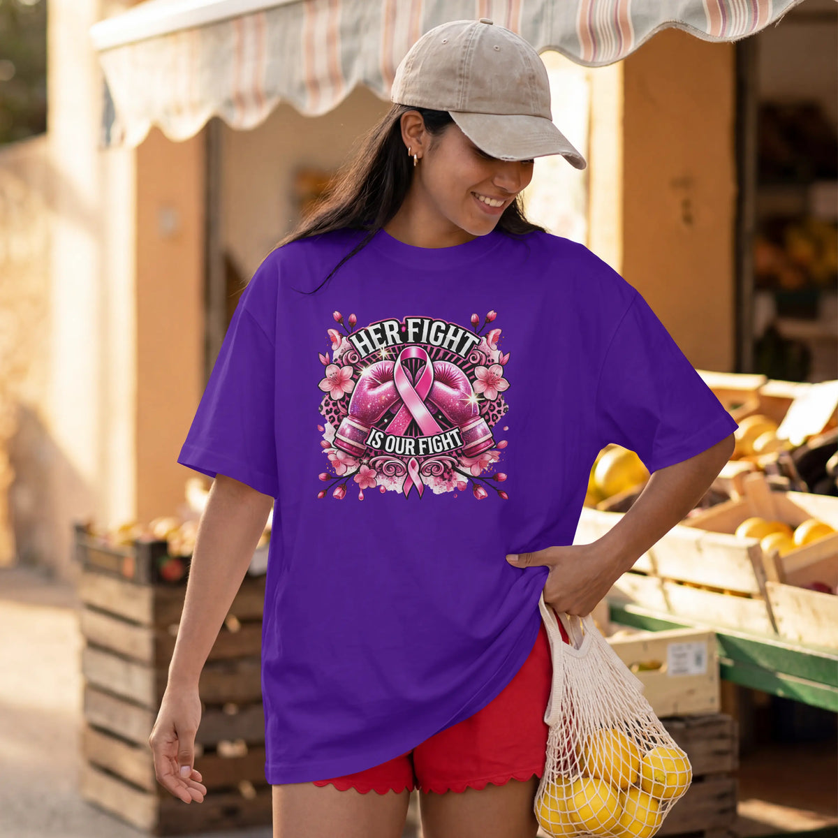 Her Fight is our Fight pink cancer short sleeve T Shirt. DuoCreationZ