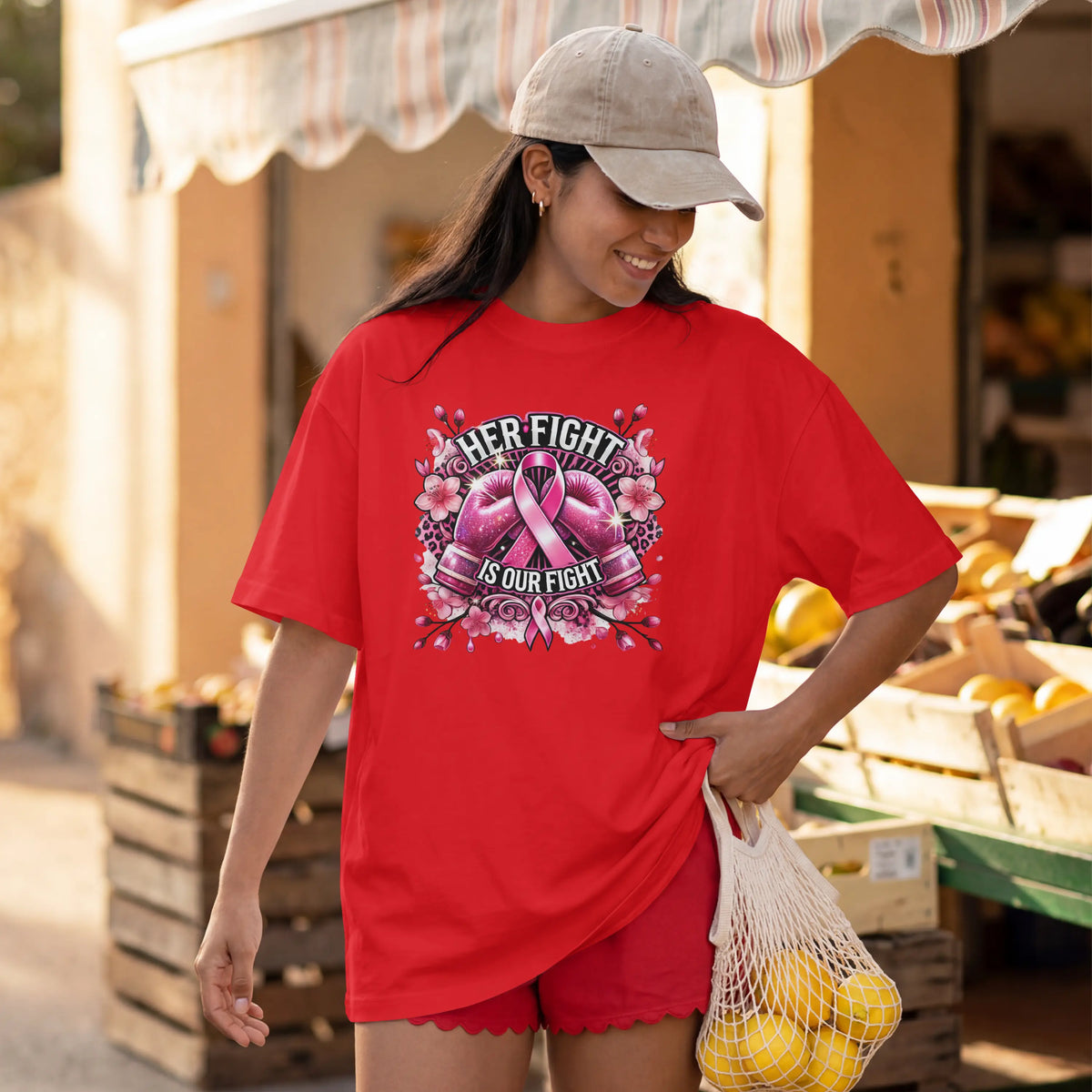 Her Fight is our Fight pink cancer short sleeve T Shirt. DuoCreationZ