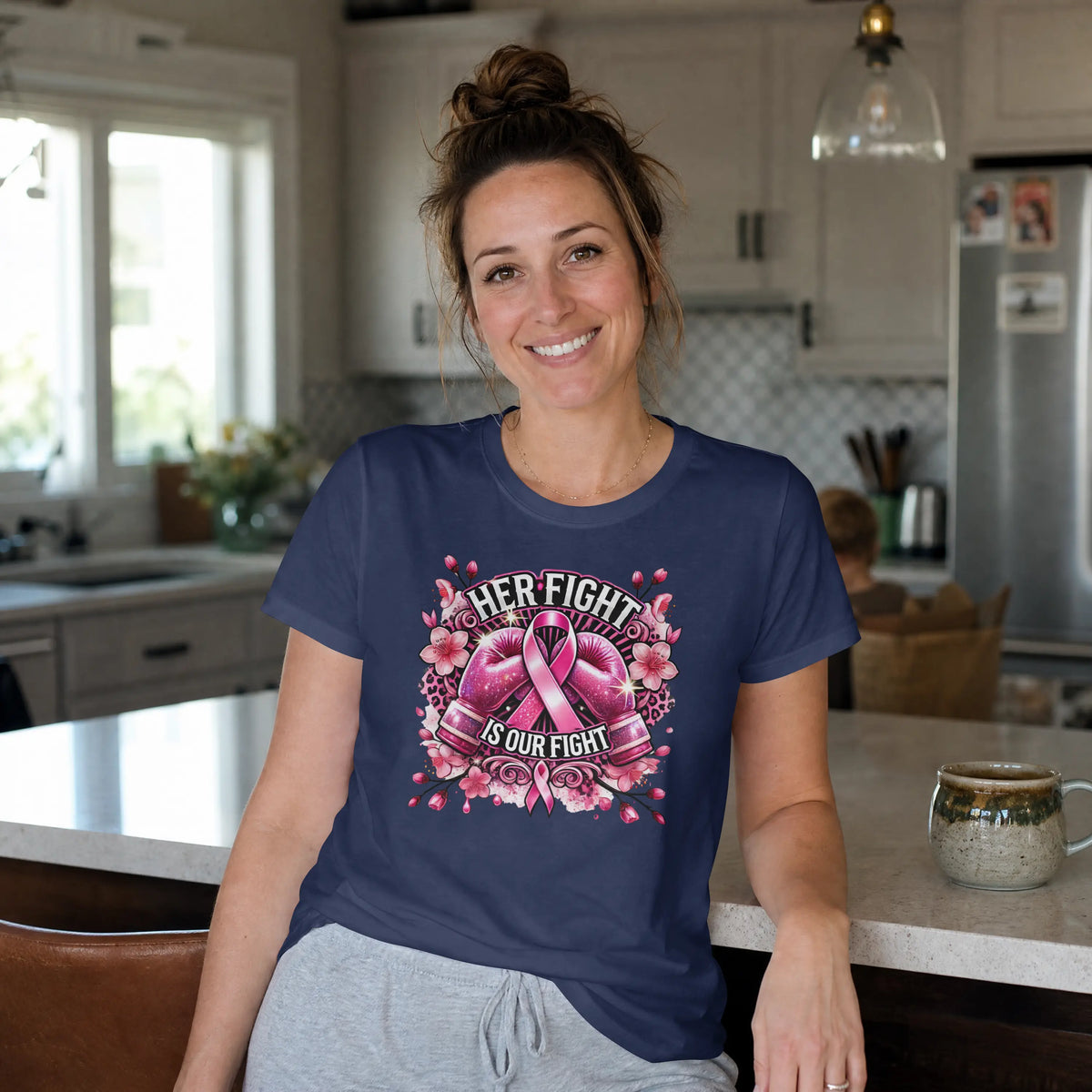 Her Fight is our Fight pink cancer short sleeve T Shirt. DuoCreationZ