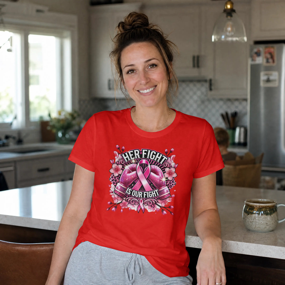 Her Fight is our Fight pink cancer short sleeve T Shirt. DuoCreationZ