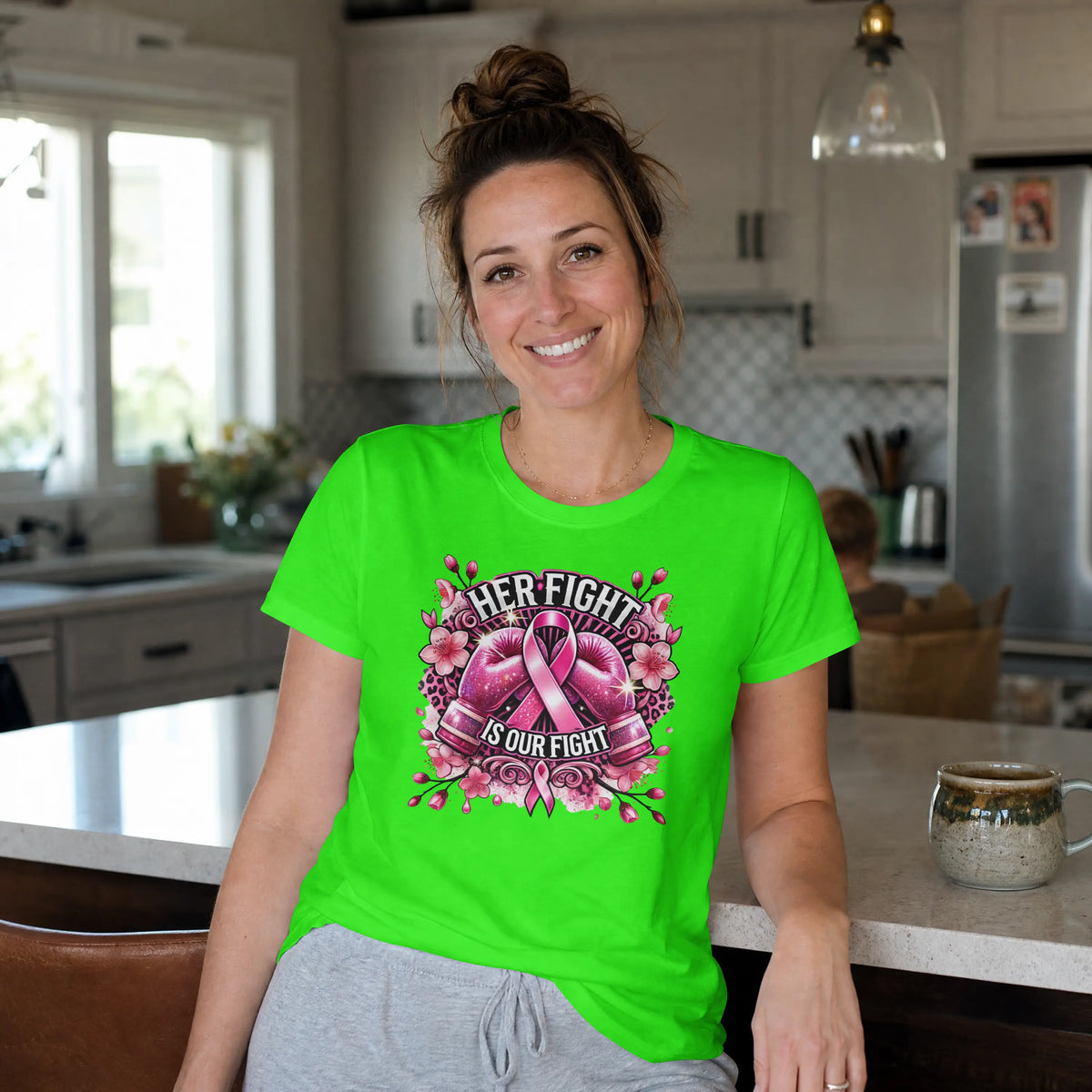 Her Fight is our Fight pink cancer short sleeve T Shirt. DuoCreationZ