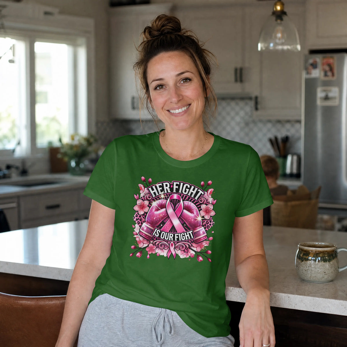 Her Fight is our Fight pink cancer short sleeve T Shirt. DuoCreationZ
