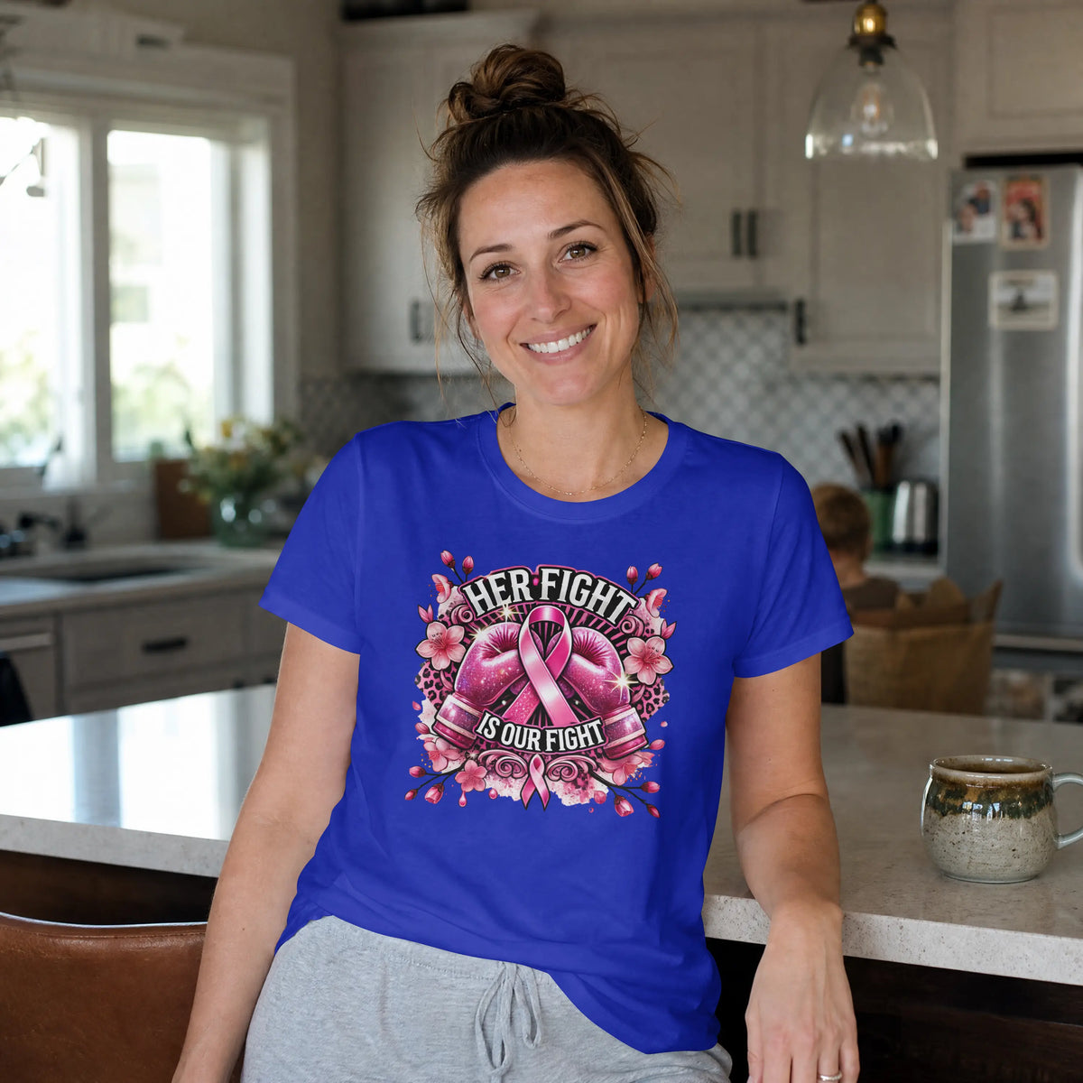 Her Fight is our Fight pink cancer short sleeve T Shirt. DuoCreationZ