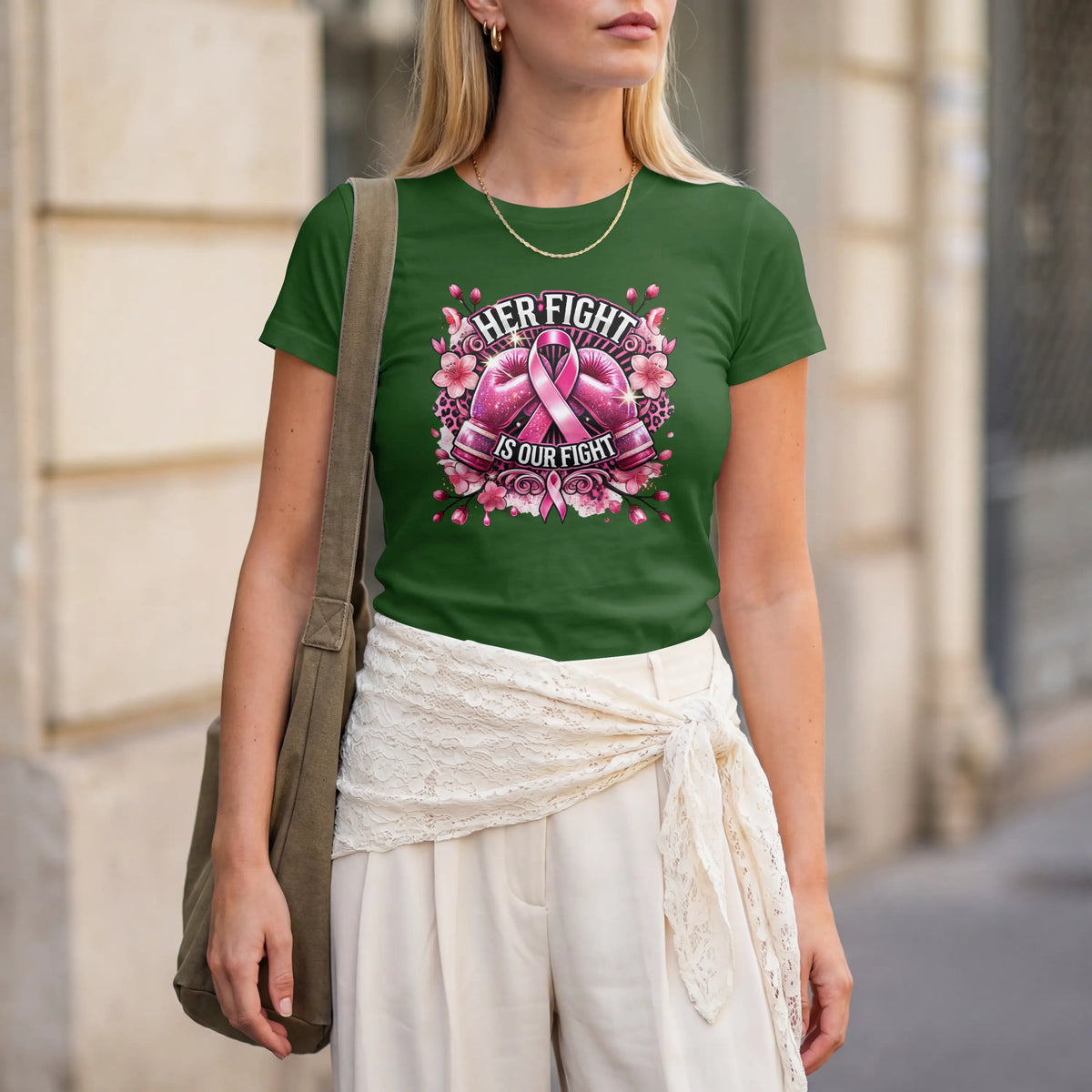 Her Fight is our Fight pink cancer short sleeve T Shirt. DuoCreationZ
