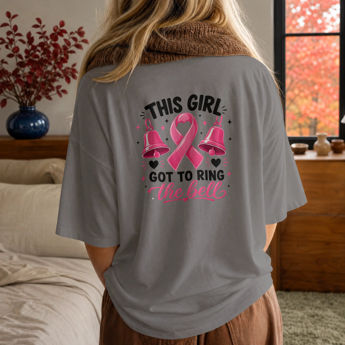 This Girl got to ring the bell pink Cancer Awareness Short Sleeve T Shirt. DuoCreationZ