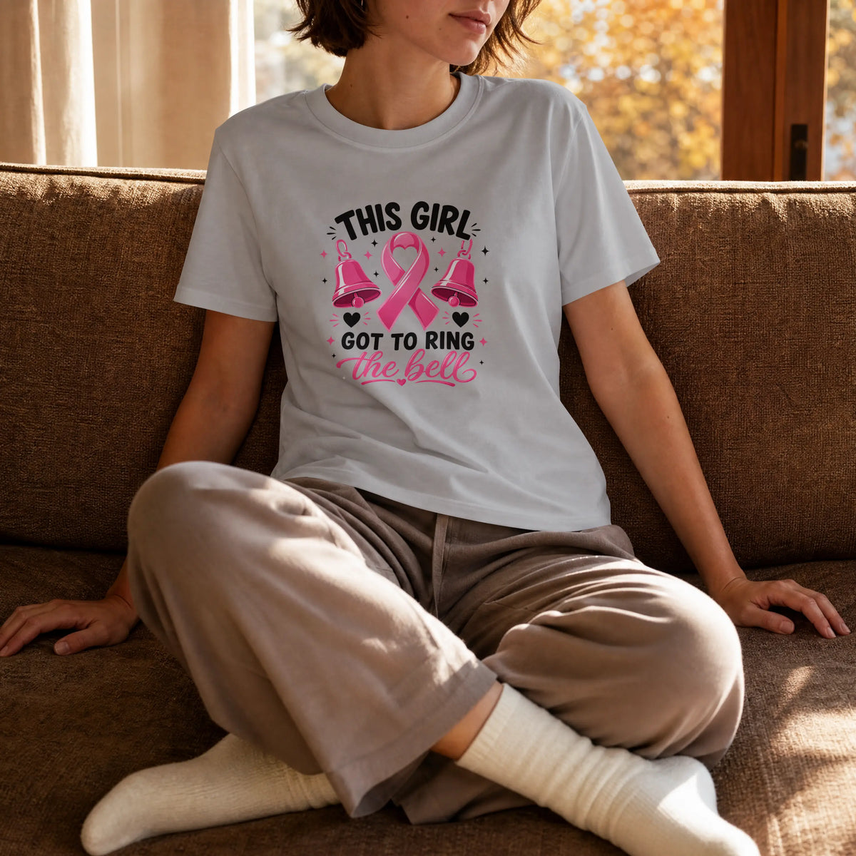 This Girl got to ring the bell pink Cancer Awareness Short Sleeve T Shirt. DuoCreationZ