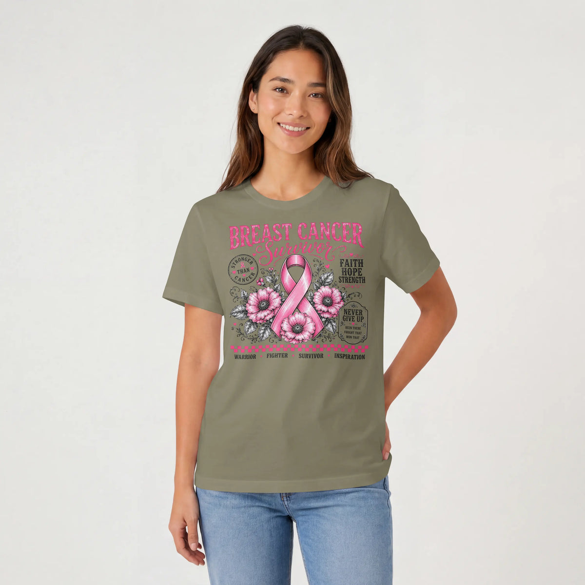 Pink Breast Cancer Ribbon Short Sleeve T Shirt. DuoCreationZ