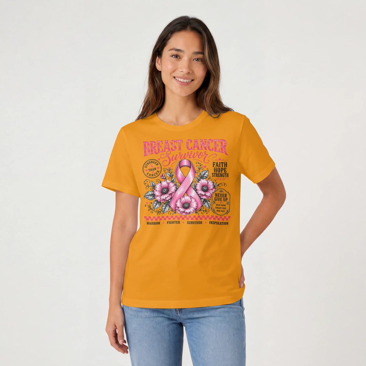 Pink Breast Cancer Ribbon Short Sleeve T Shirt. DuoCreationZ