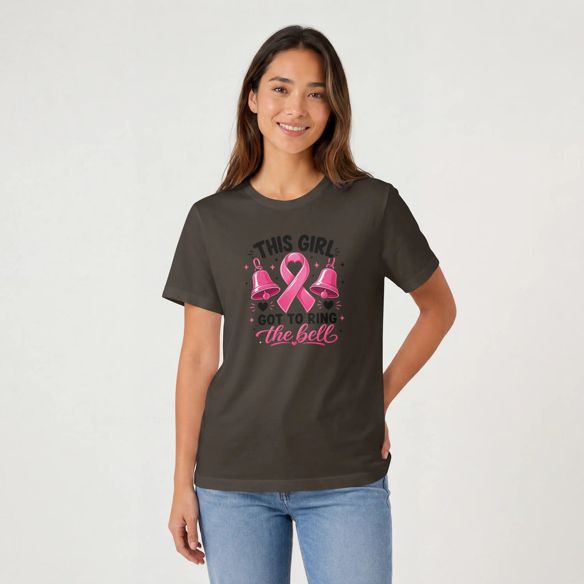 This Girl got to ring the bell pink Cancer Awareness Short Sleeve T Shirt. DuoCreationZ