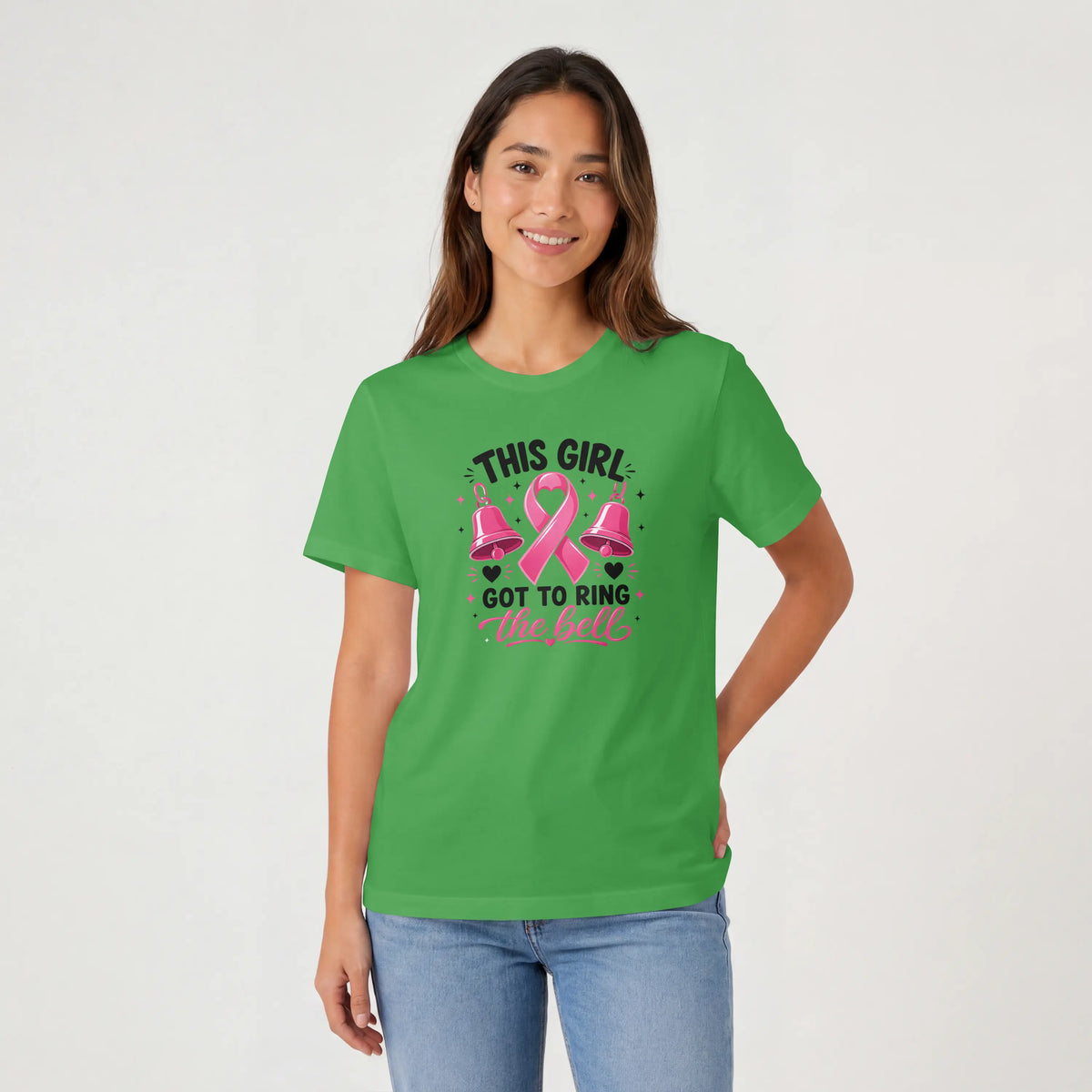 This Girl got to ring the bell pink Cancer Awareness Short Sleeve T Shirt. DuoCreationZ
