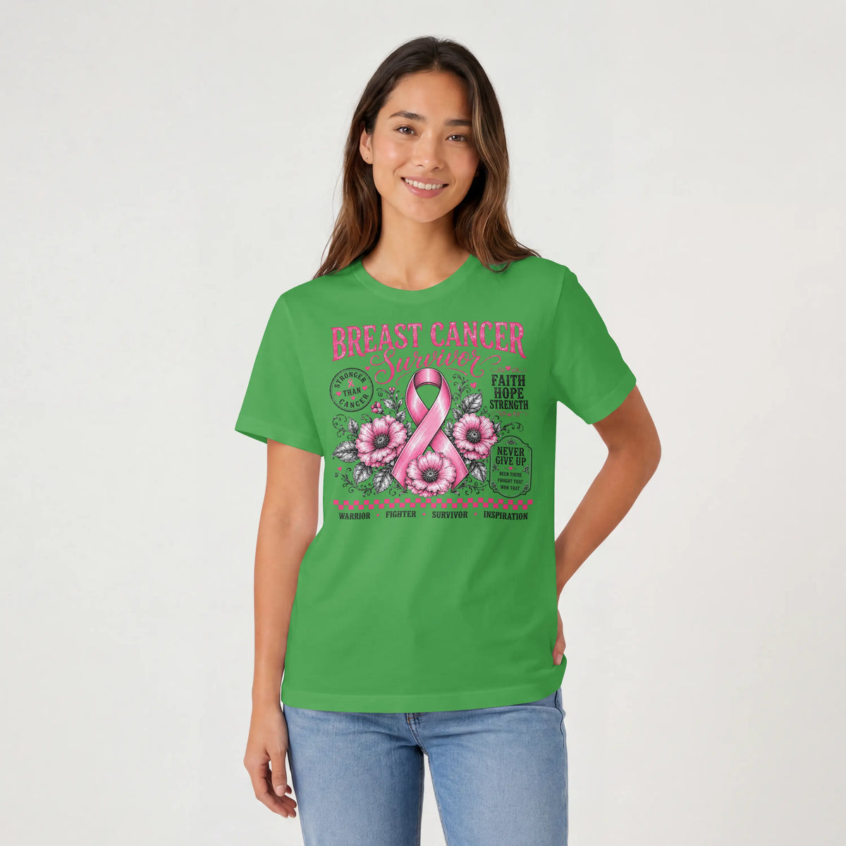 Pink Breast Cancer Ribbon Short Sleeve T Shirt. DuoCreationZ