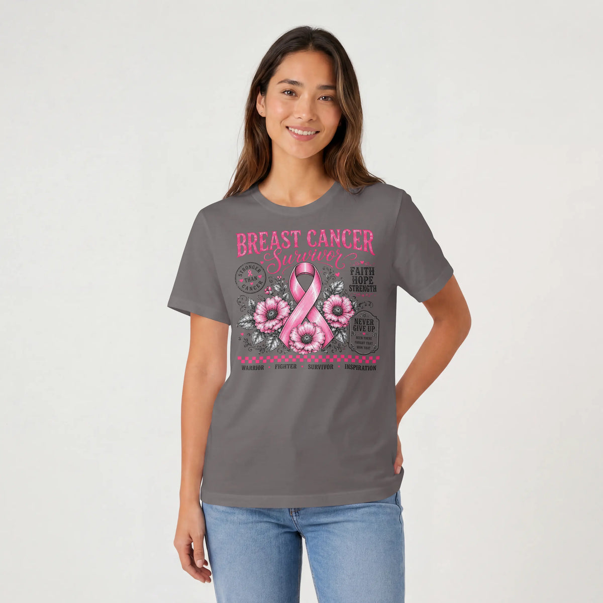 Pink Breast Cancer Ribbon Short Sleeve T Shirt. DuoCreationZ