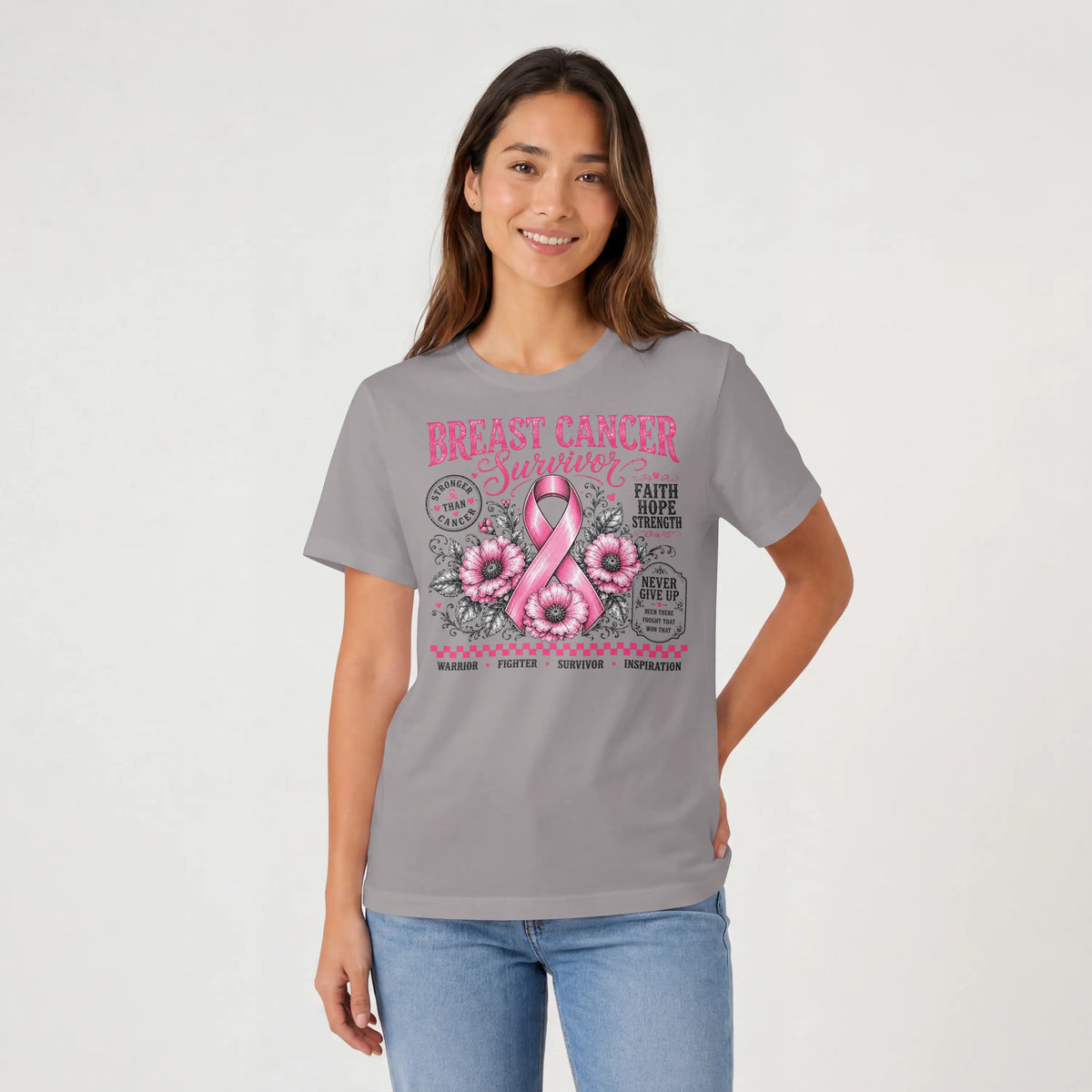 Pink Breast Cancer Ribbon Short Sleeve T Shirt. DuoCreationZ