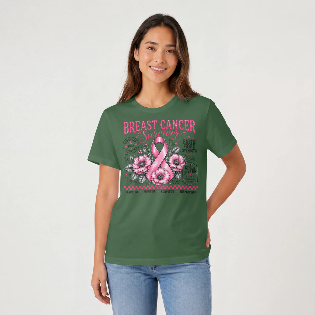 Pink Breast Cancer Ribbon Short Sleeve T Shirt. DuoCreationZ