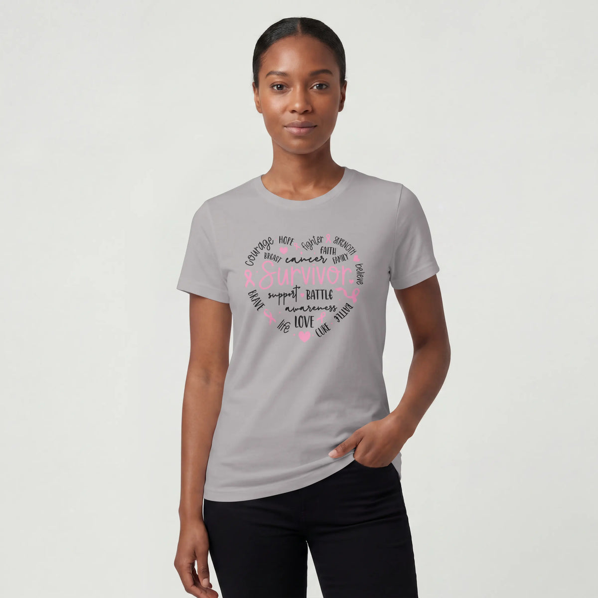 Survivor Heart Breast Cancer Awareness Short Sleeve T Shirt. DuoCreationZ