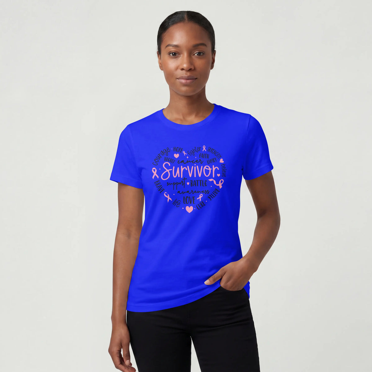 Survivor Heart Breast Cancer Awareness Short Sleeve T Shirt. DuoCreationZ