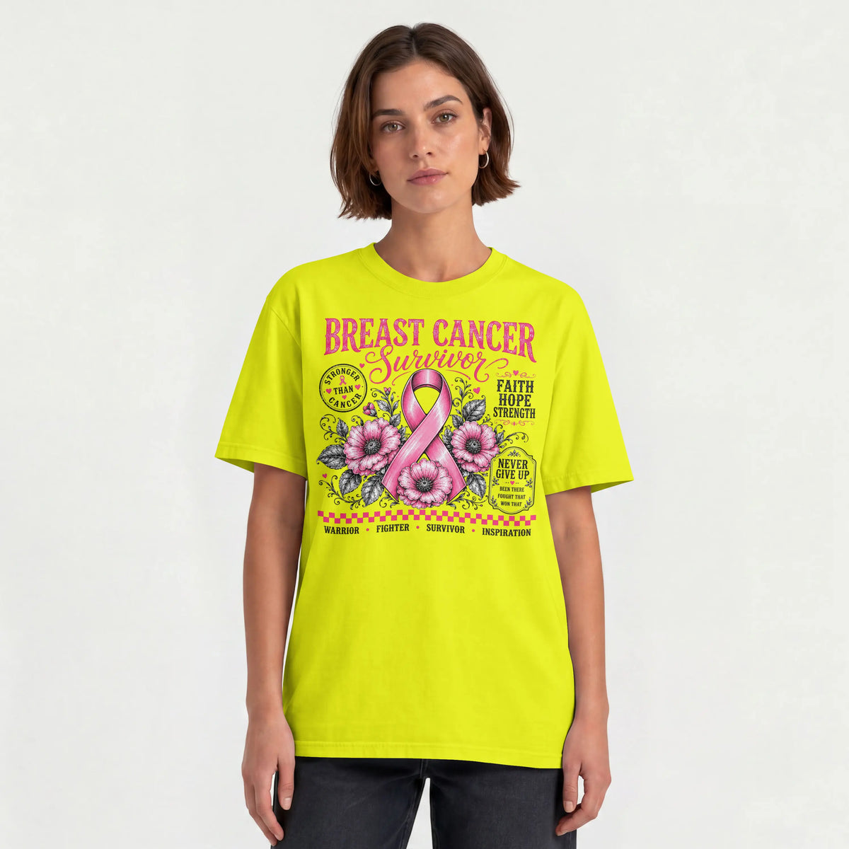 Pink Breast Cancer Ribbon Short Sleeve T Shirt. DuoCreationZ