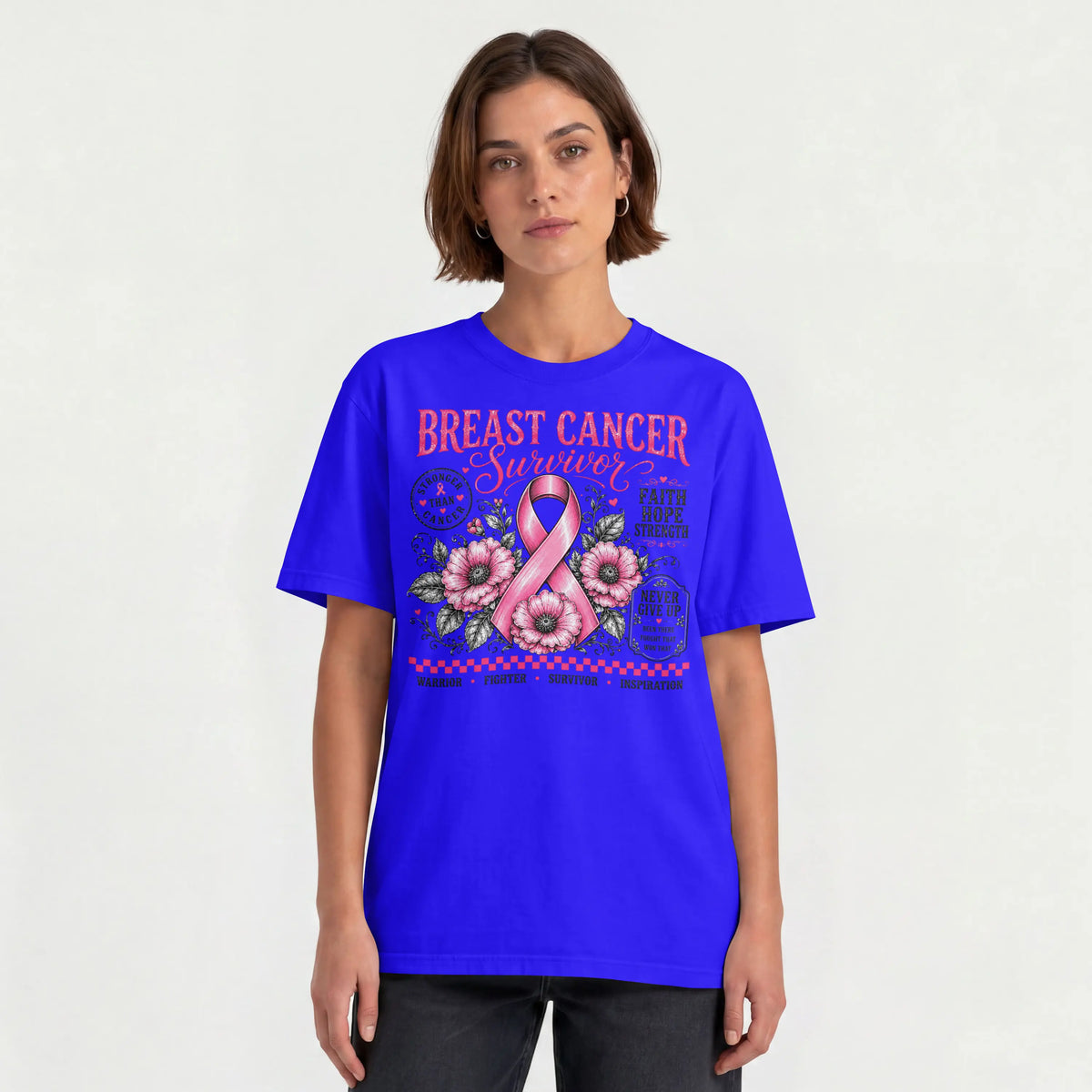 Pink Breast Cancer Ribbon Short Sleeve T Shirt. DuoCreationZ