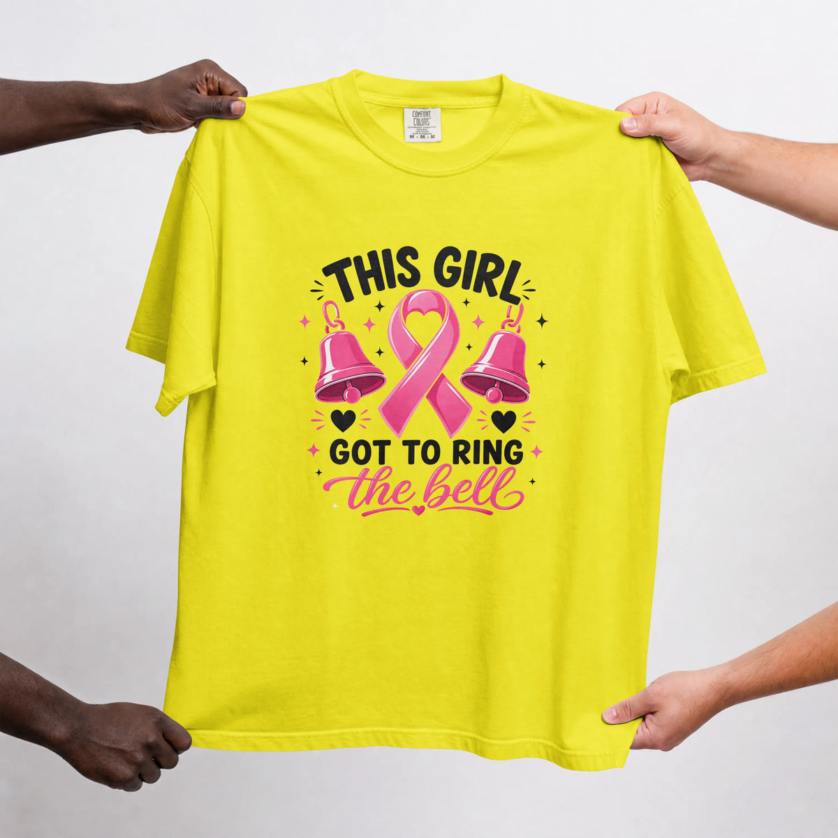 This Girl got to ring the bell pink Cancer Awareness Short Sleeve T Shirt. DuoCreationZ