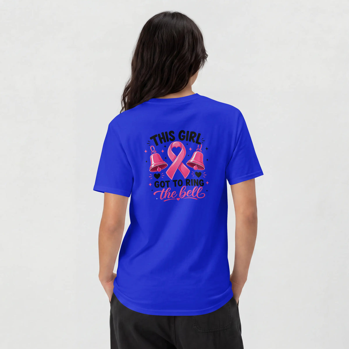 This Girl got to ring the bell pink Cancer Awareness Short Sleeve T Shirt. DuoCreationZ