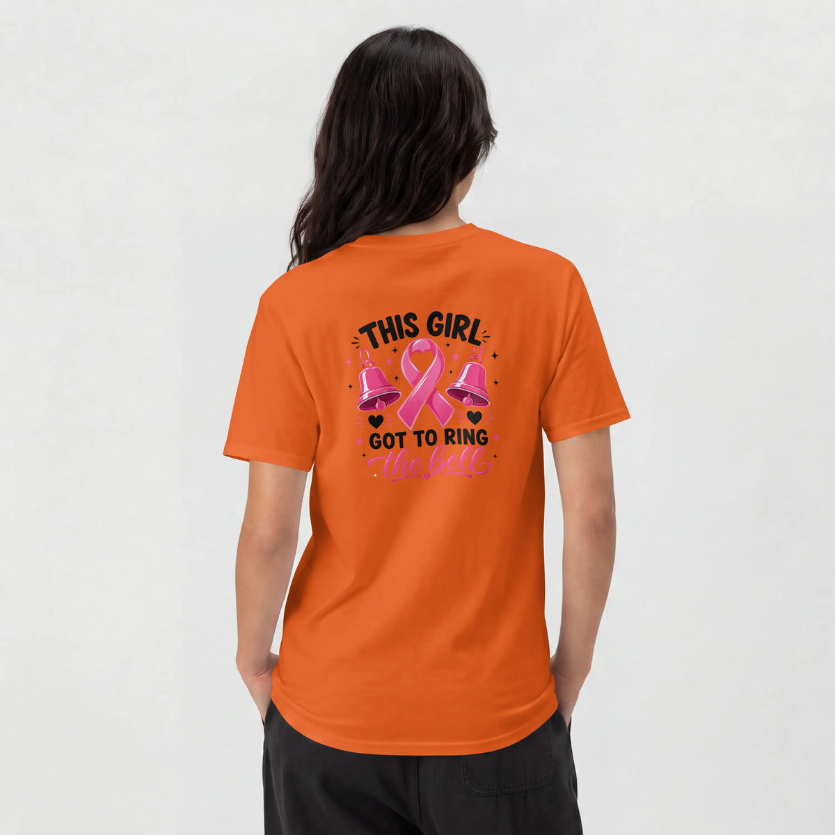 This Girl got to ring the bell pink Cancer Awareness Short Sleeve T Shirt. DuoCreationZ