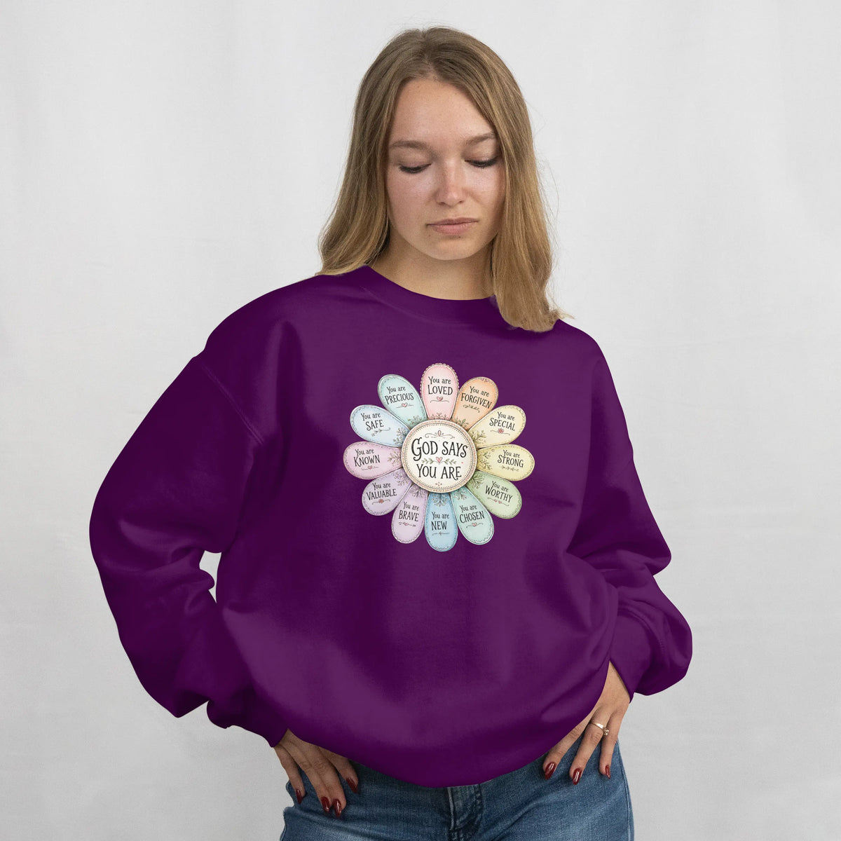 God Says You Are Christian Faith Sweatshirt. DuoCreationZ