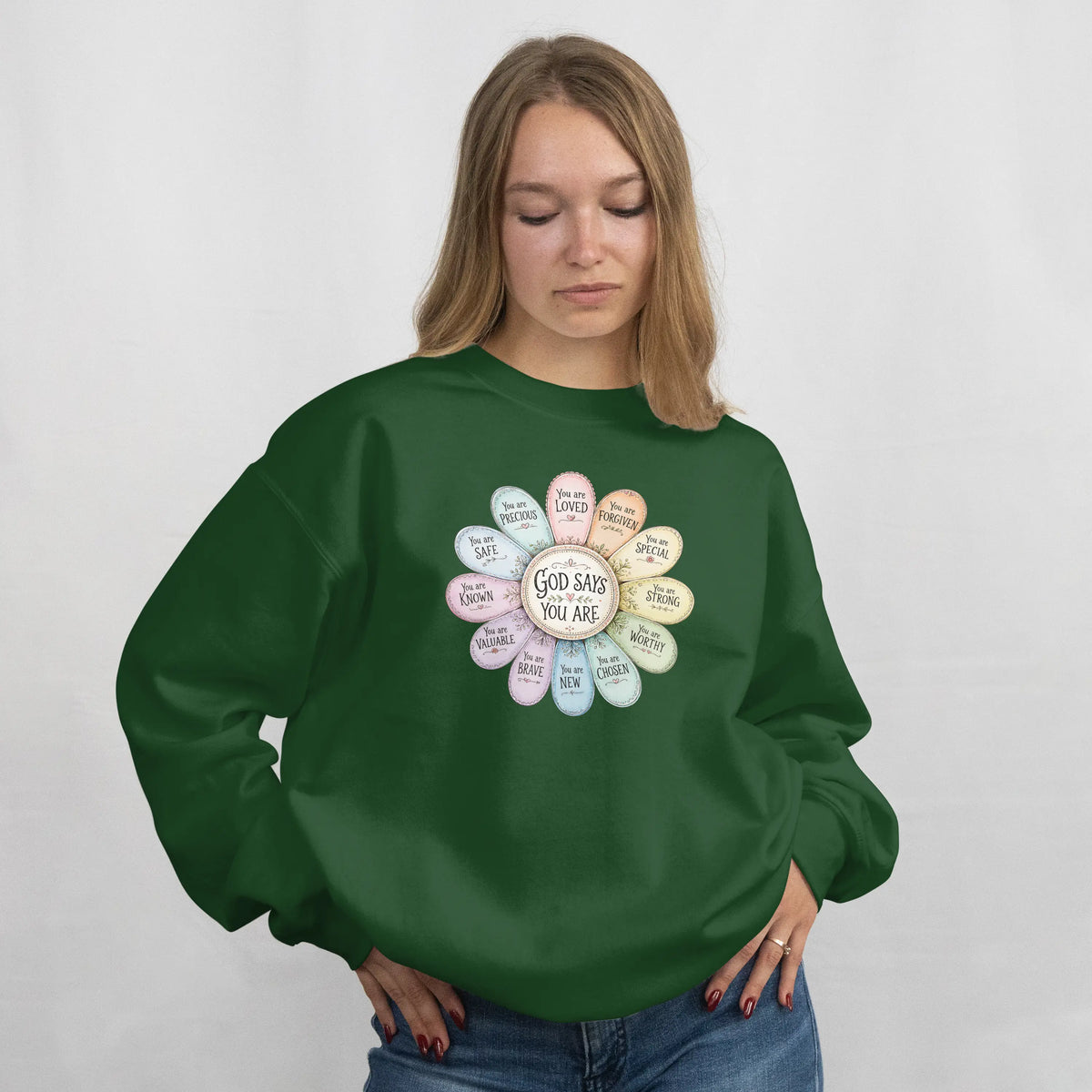 God Says You Are Christian Faith Sweatshirt. DuoCreationZ