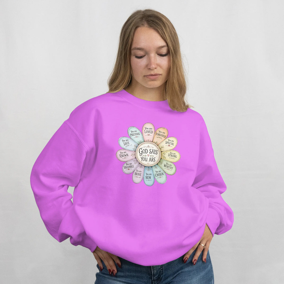 God Says You Are Christian Faith Sweatshirt. DuoCreationZ