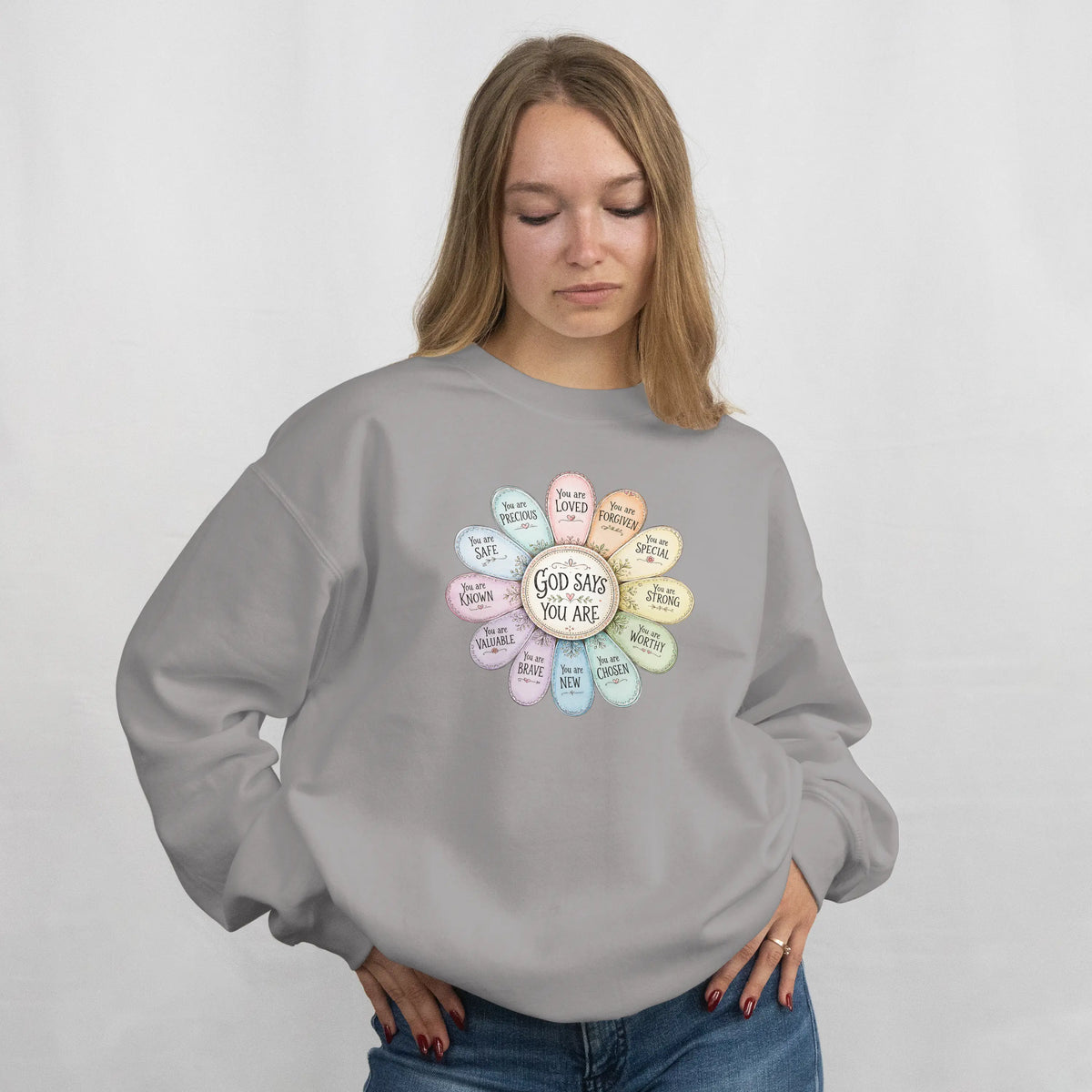 God Says You Are Christian Faith Sweatshirt. DuoCreationZ