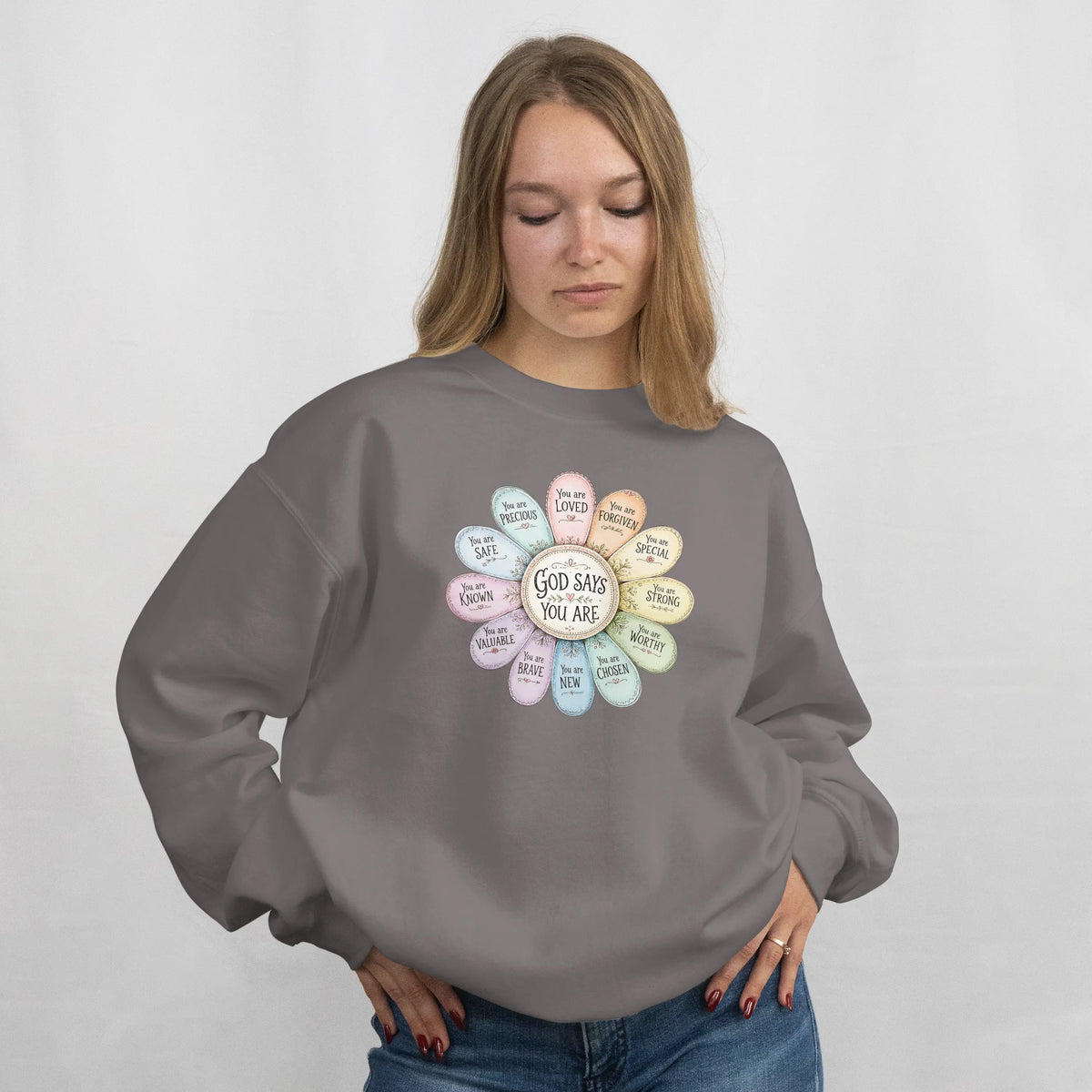 God Says You Are Christian Faith Sweatshirt. DuoCreationZ