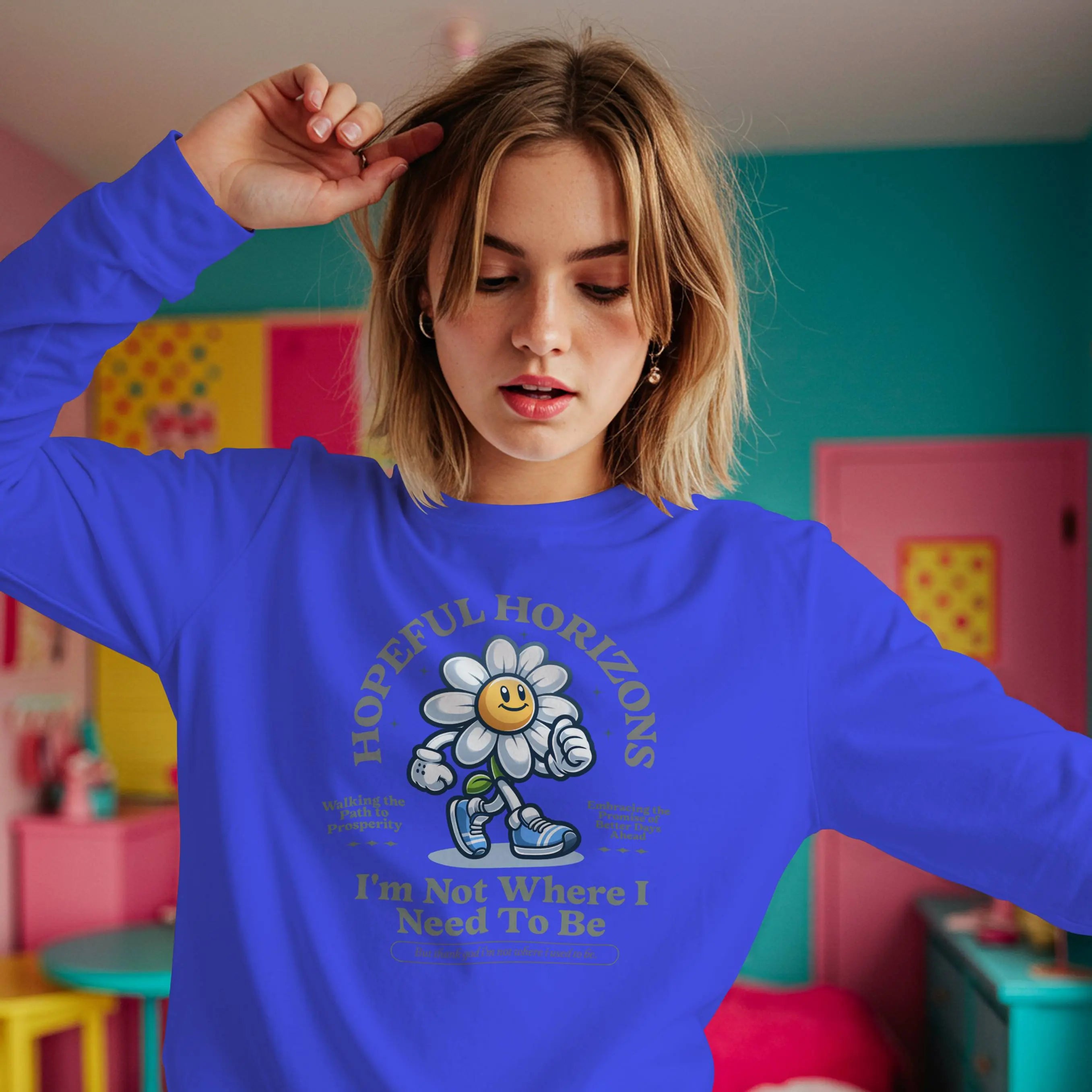 Hopeful Horizons Inspirational Daisy Motivational Quote Sweatshirt Duo Creation