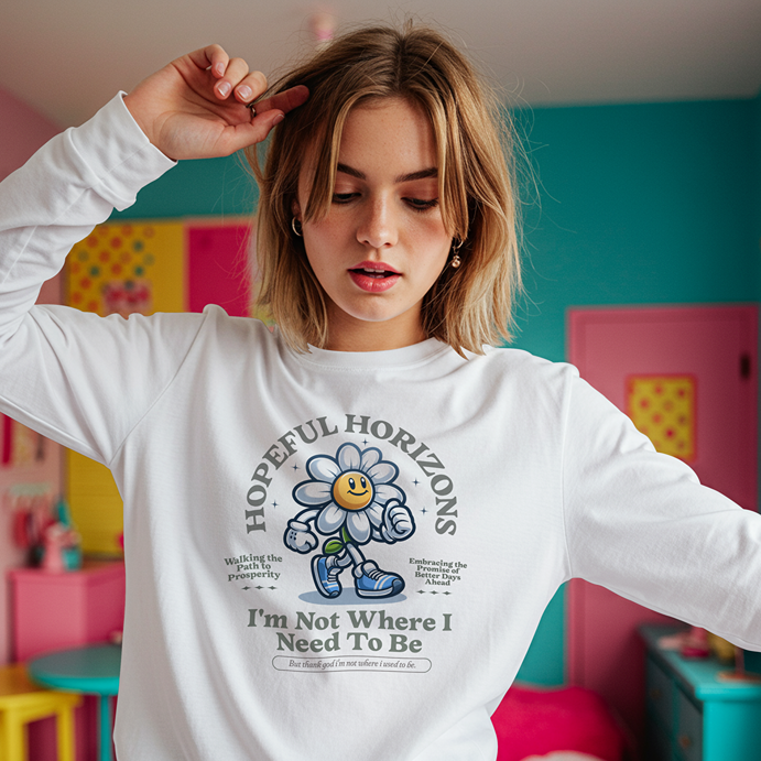 Hopeful Horizons Inspirational Daisy Motivational Quote Sweatshirt