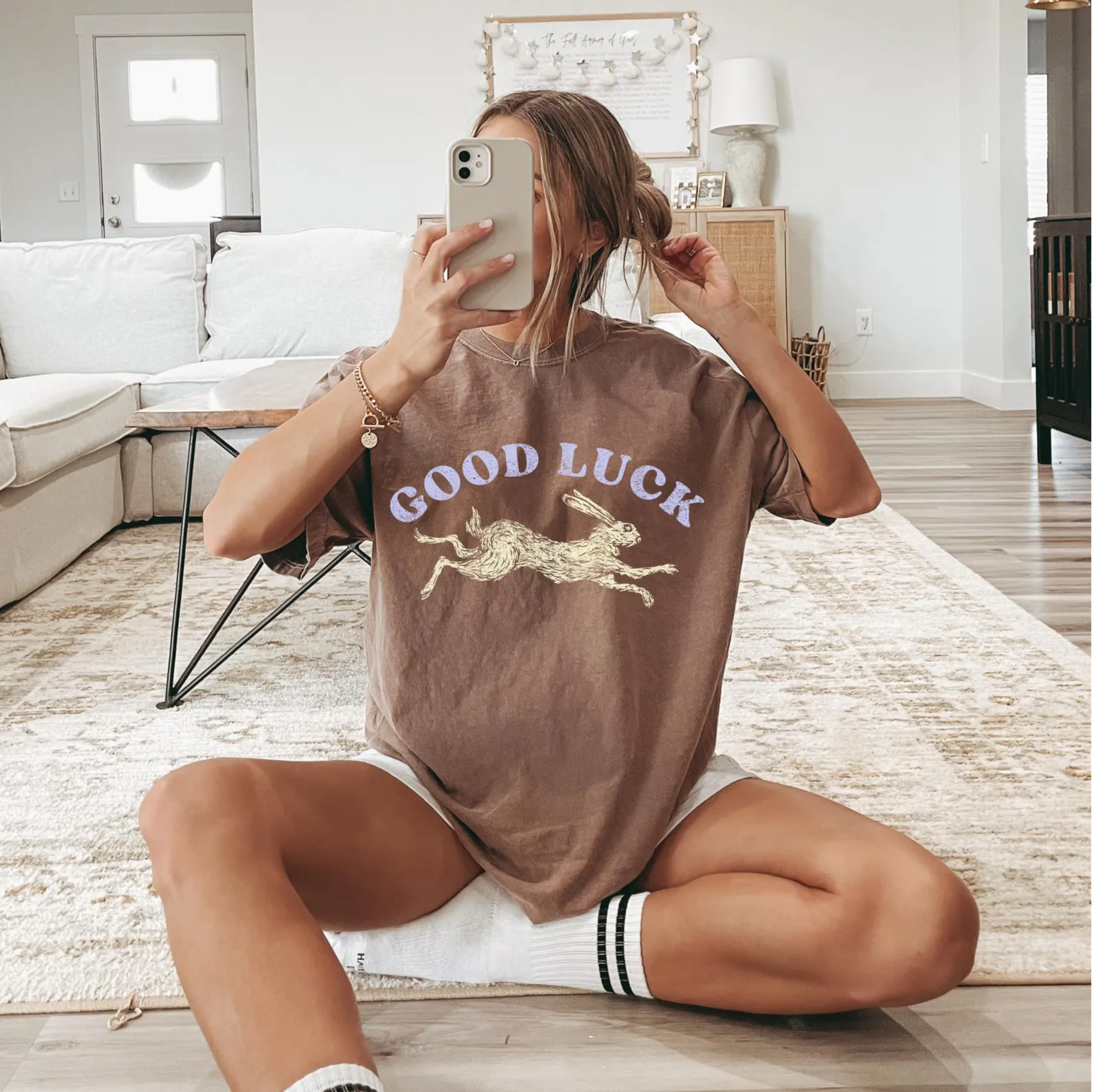 Good luck shirt. Lucky Rabbit shirt. Easy Tiger shirt. Cool women's shirts. Aesthetic shirts. Cool girl shirts. Retro western style.