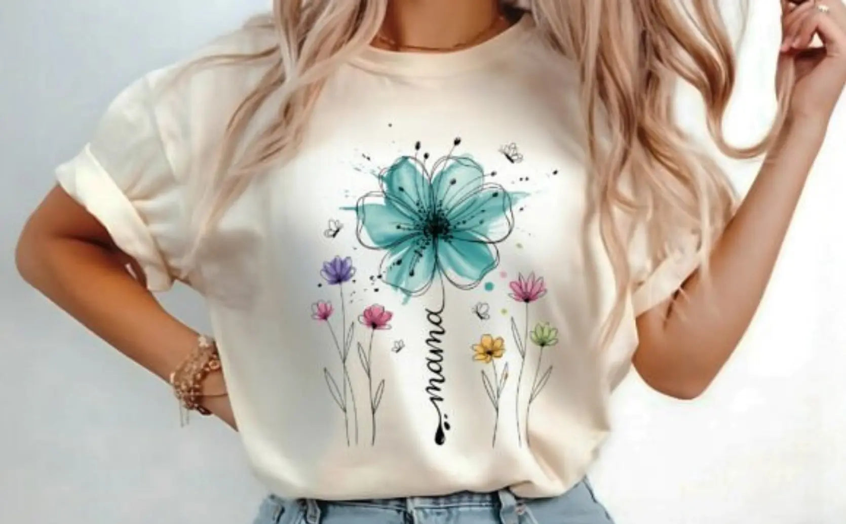 Boho Floral Mama T-Shirt, Mother's Day Gift, Spring Mama Shirt, Flowers Mama Shirt, Nature Lover Mom Gift DuoCreationZ