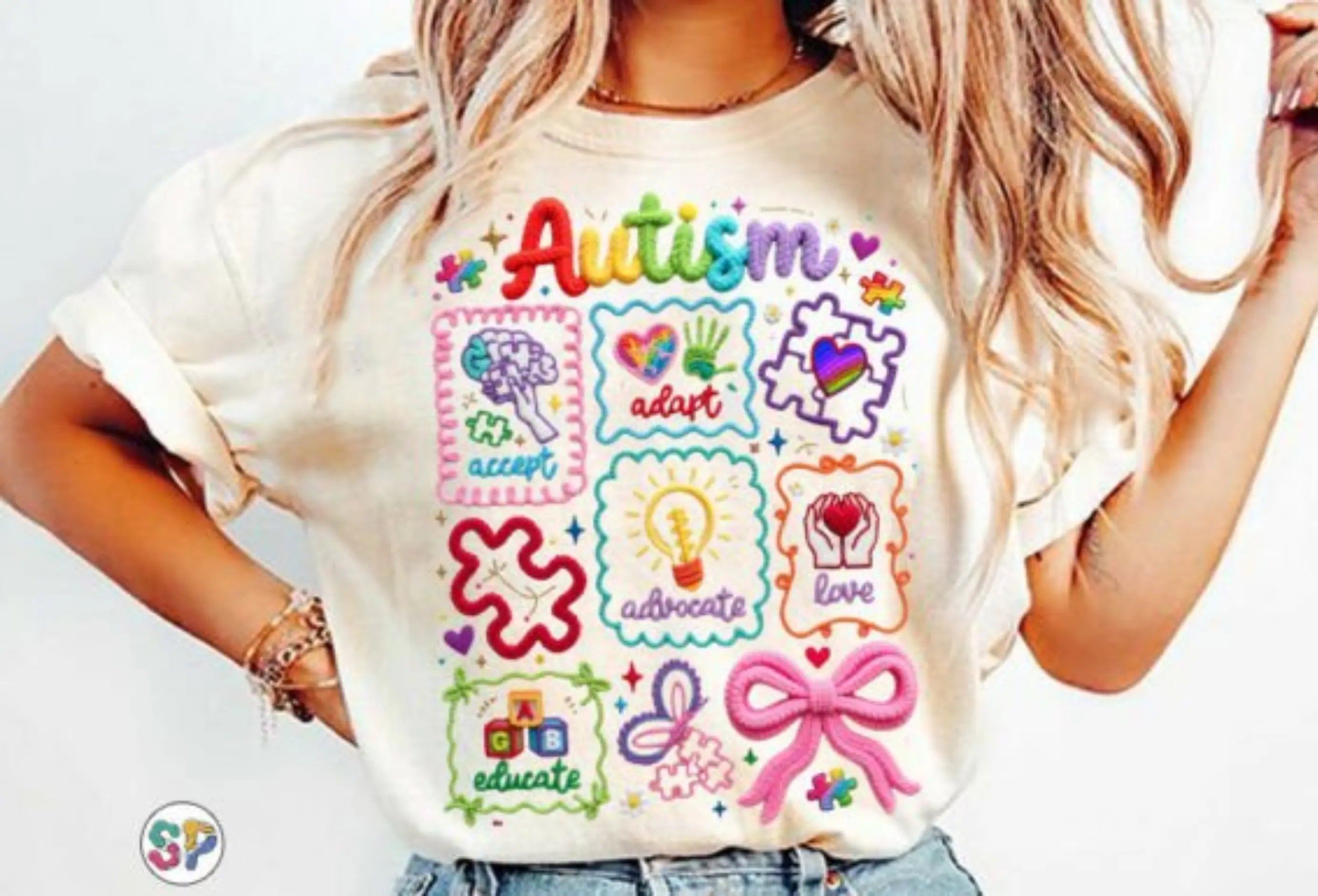 Faux Yarn Autism Awareness Coquette Png T Shirt DuoCreationZ