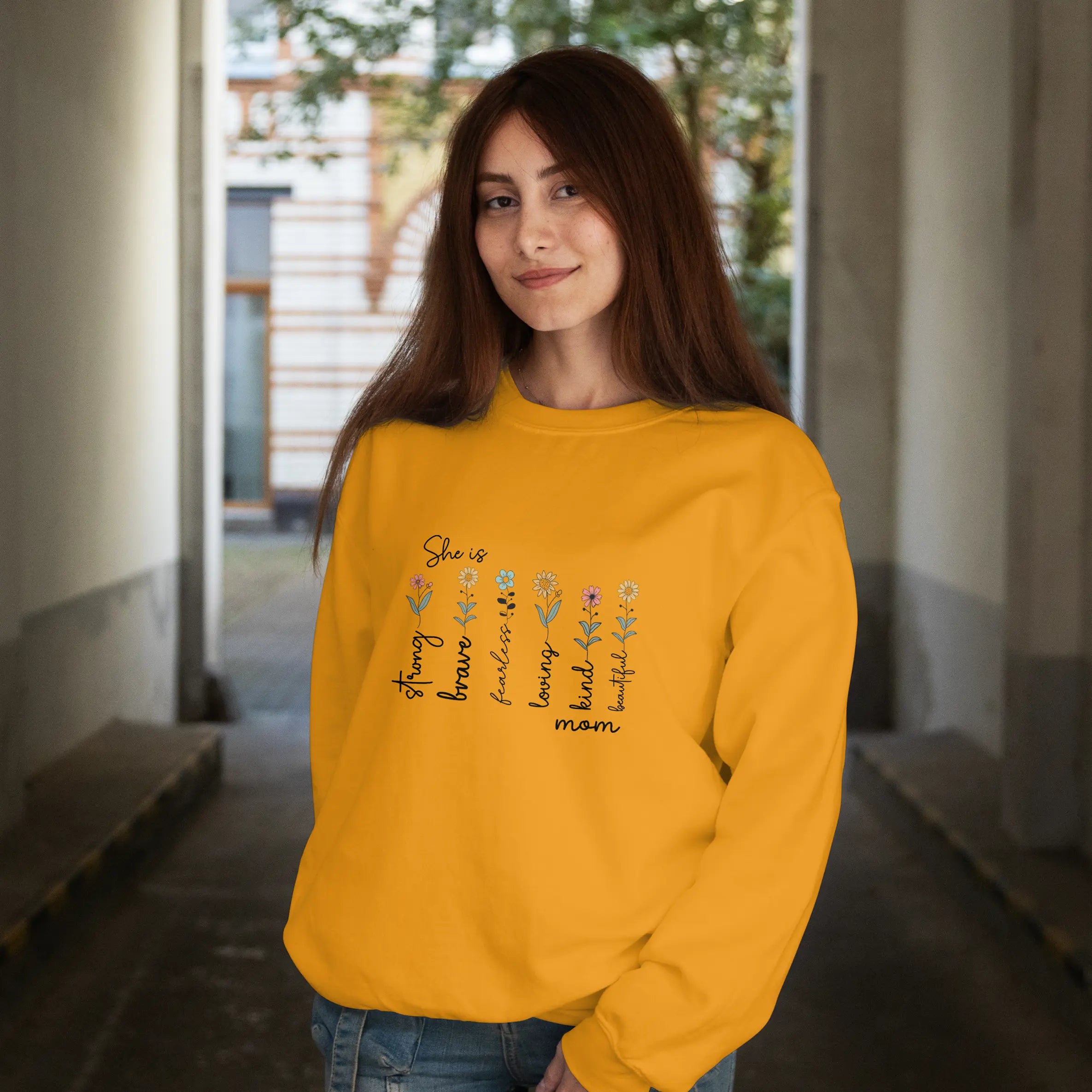 Mother's Day – She is Strong Brave Graphic Sweatshirt DuoCreationZ