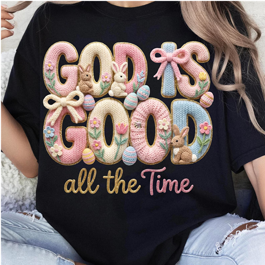 Christian Gift for Women - God Is Good All The Time T-Shirt Faux yarn
