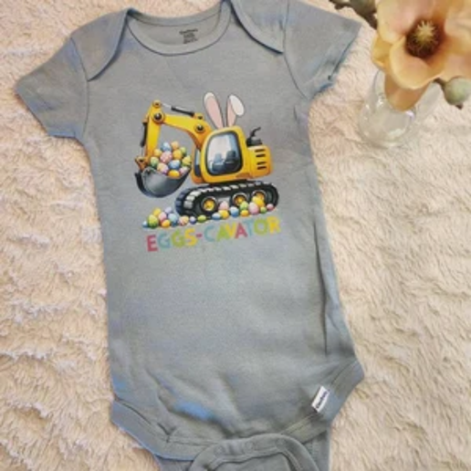 Kids Eggs Cavator Easter Bunny Excavator Cute Boys Kids Toddler T-Shirt