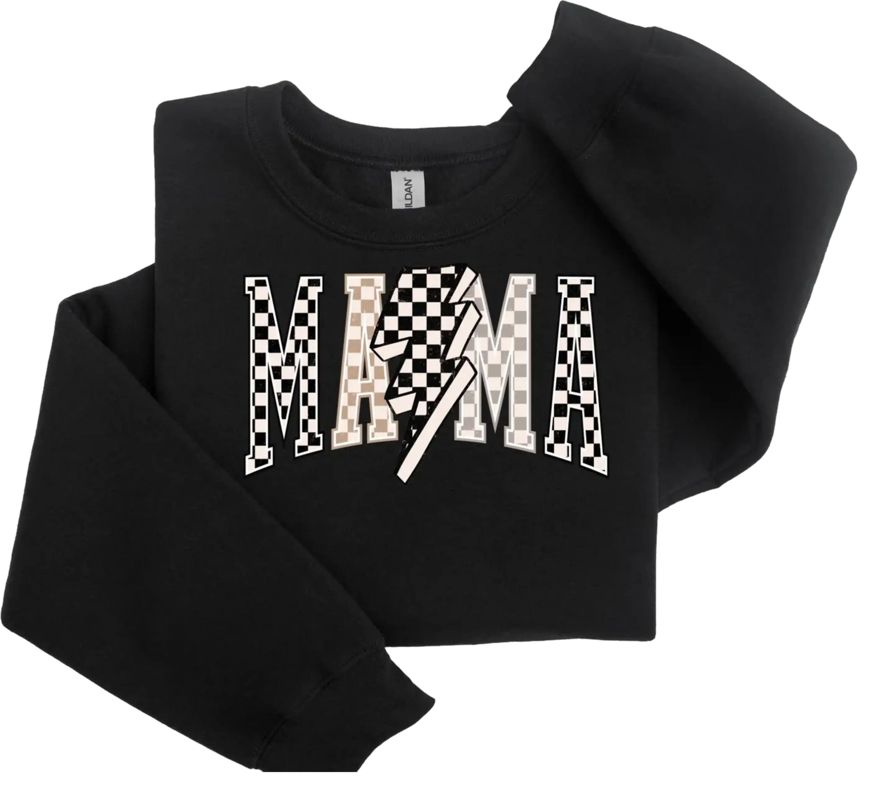 Mama Lightning Bolt Checkered Varsity Mom Women Mother's Day Sweatshirt DuoCreationZ