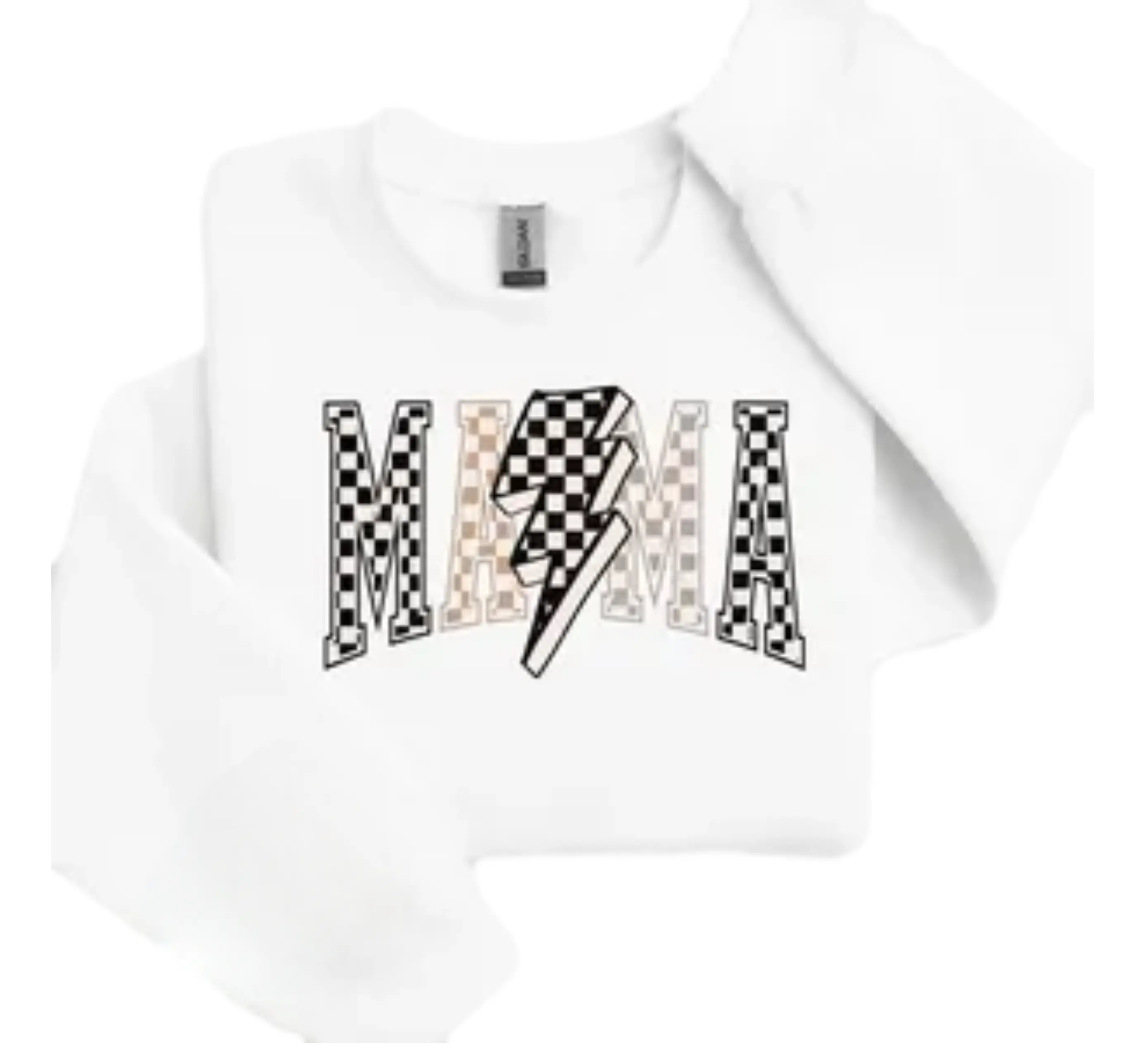 Mama Lightning Bolt Checkered Varsity Mom Women Mother's Day Sweatshirt DuoCreationZ
