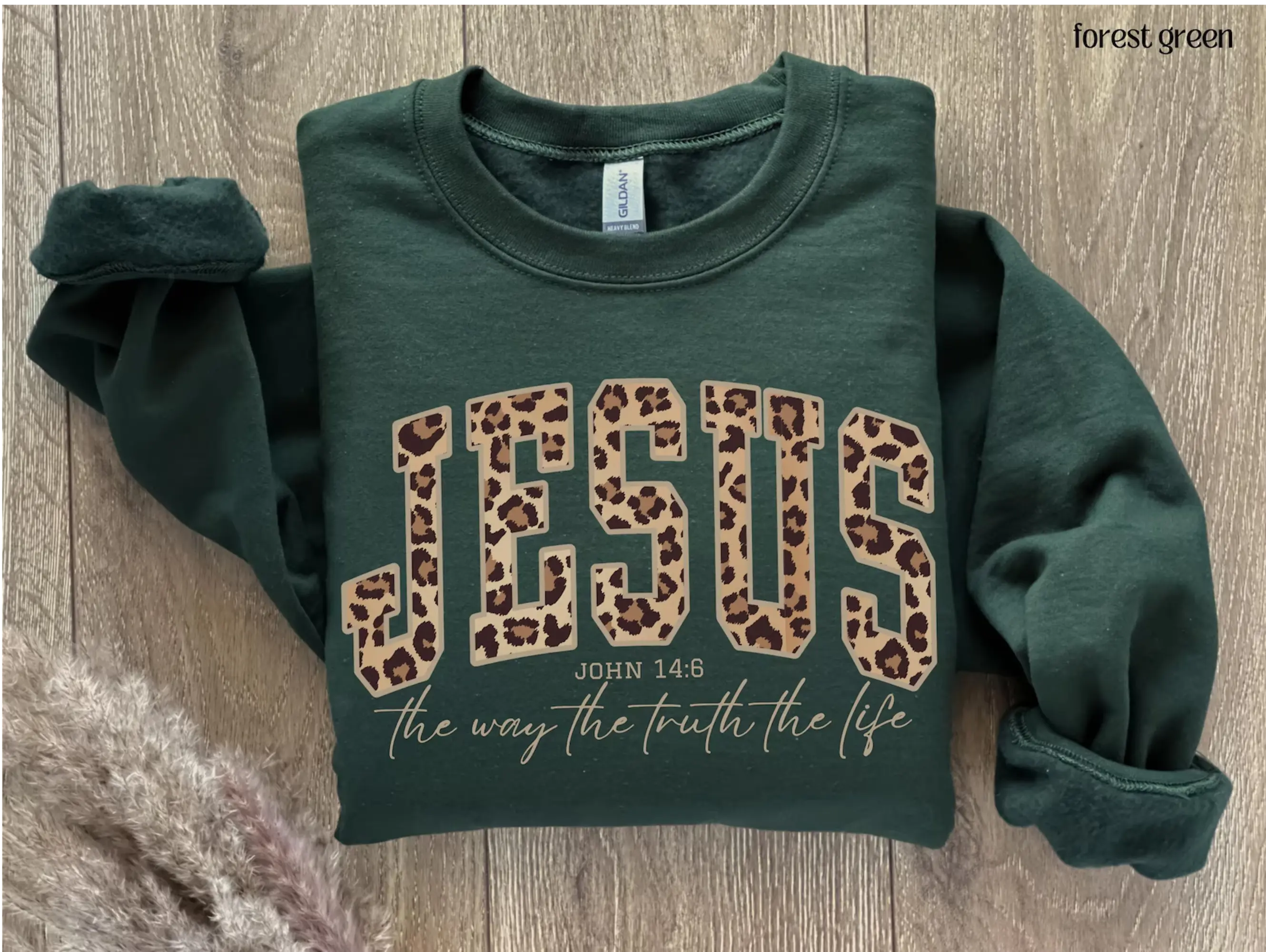 Jesus The Way Truth Life Cheetah print Christian Worship Sweatshirt DuoCreationZ