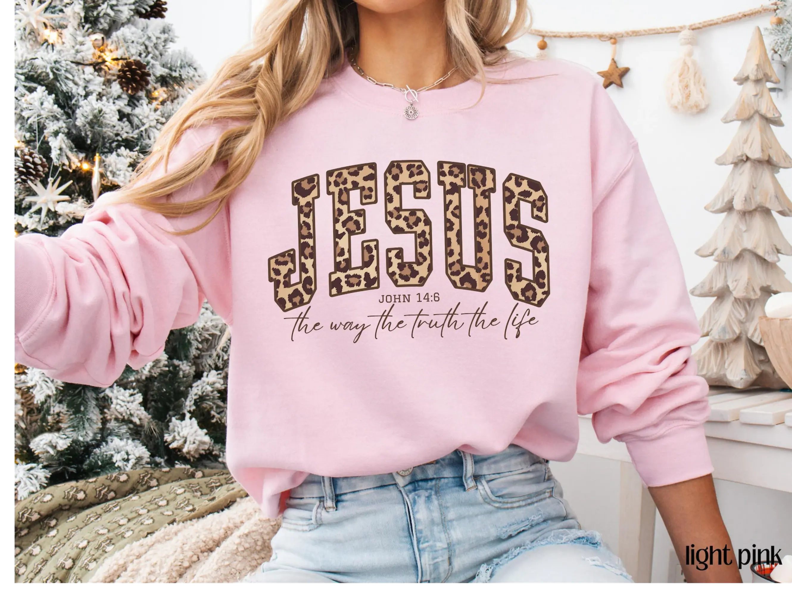 Jesus The Way Truth Life Cheetah print Christian Worship Sweatshirt DuoCreationZ