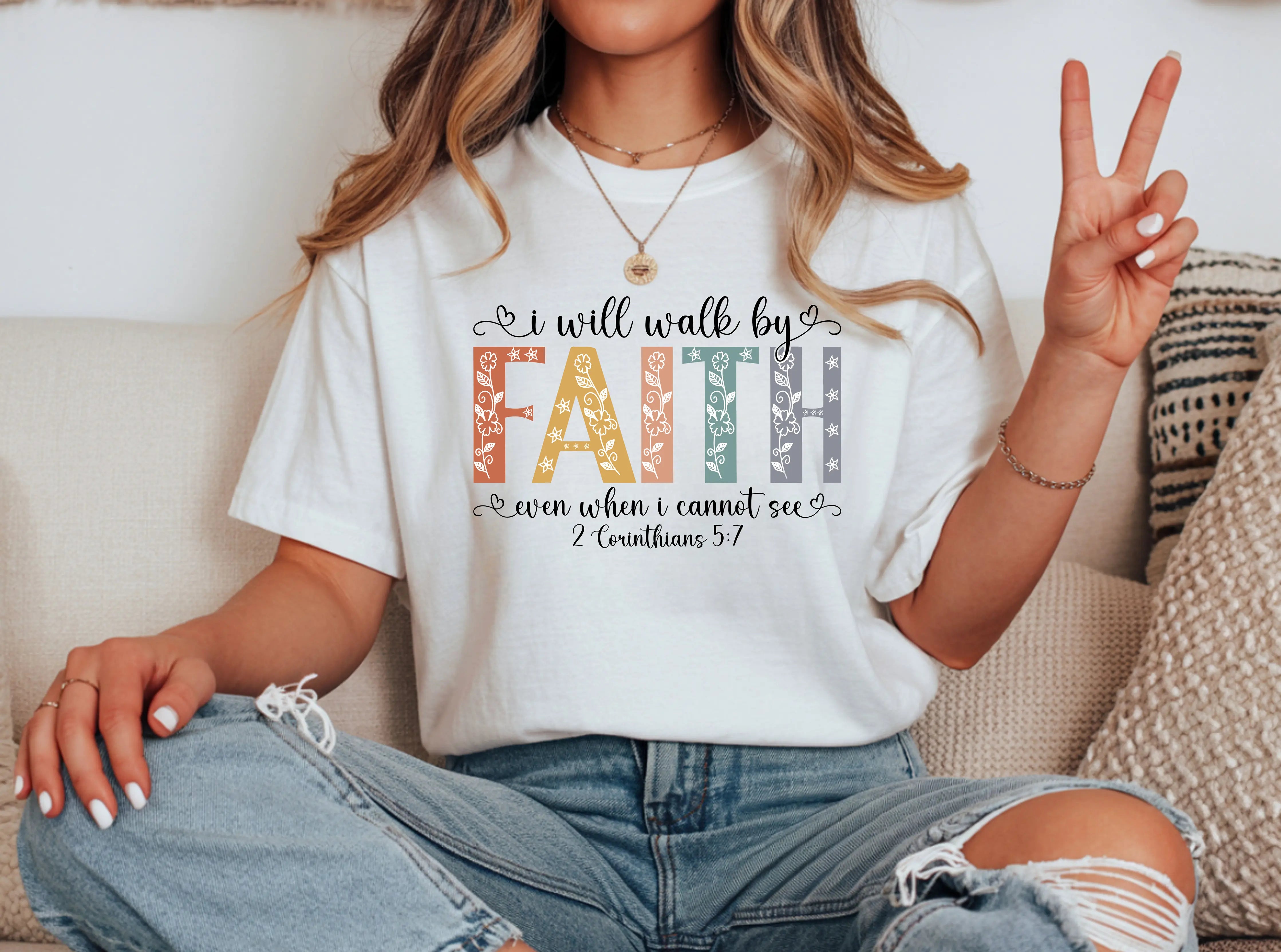 I Will Walk by Faith Even When I Cannot See Faith Christian Sweat Shirt DuoCreationZ