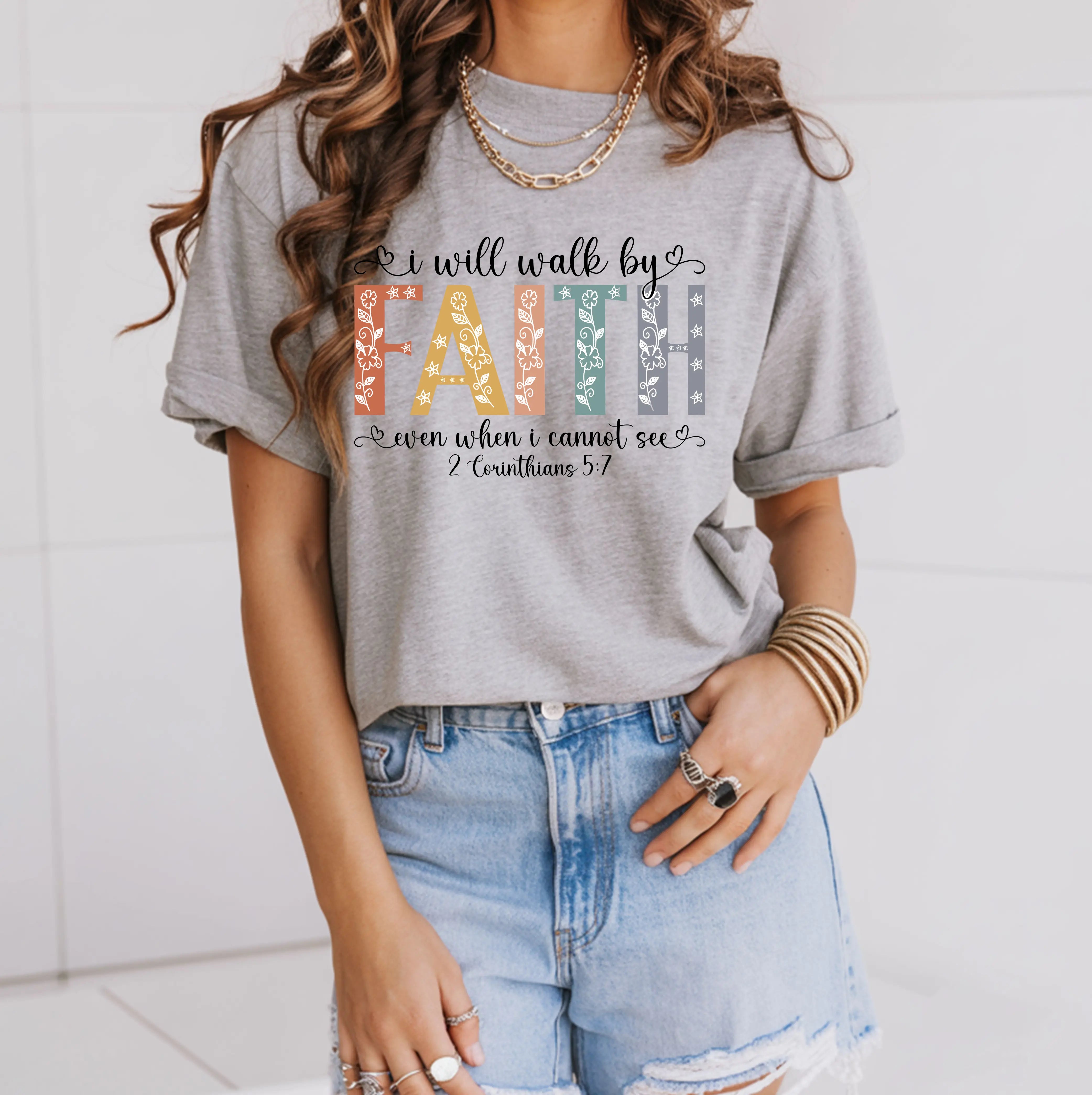 I Will Walk by Faith Even When I Cannot See Faith Christian Sweat Shirt DuoCreationZ