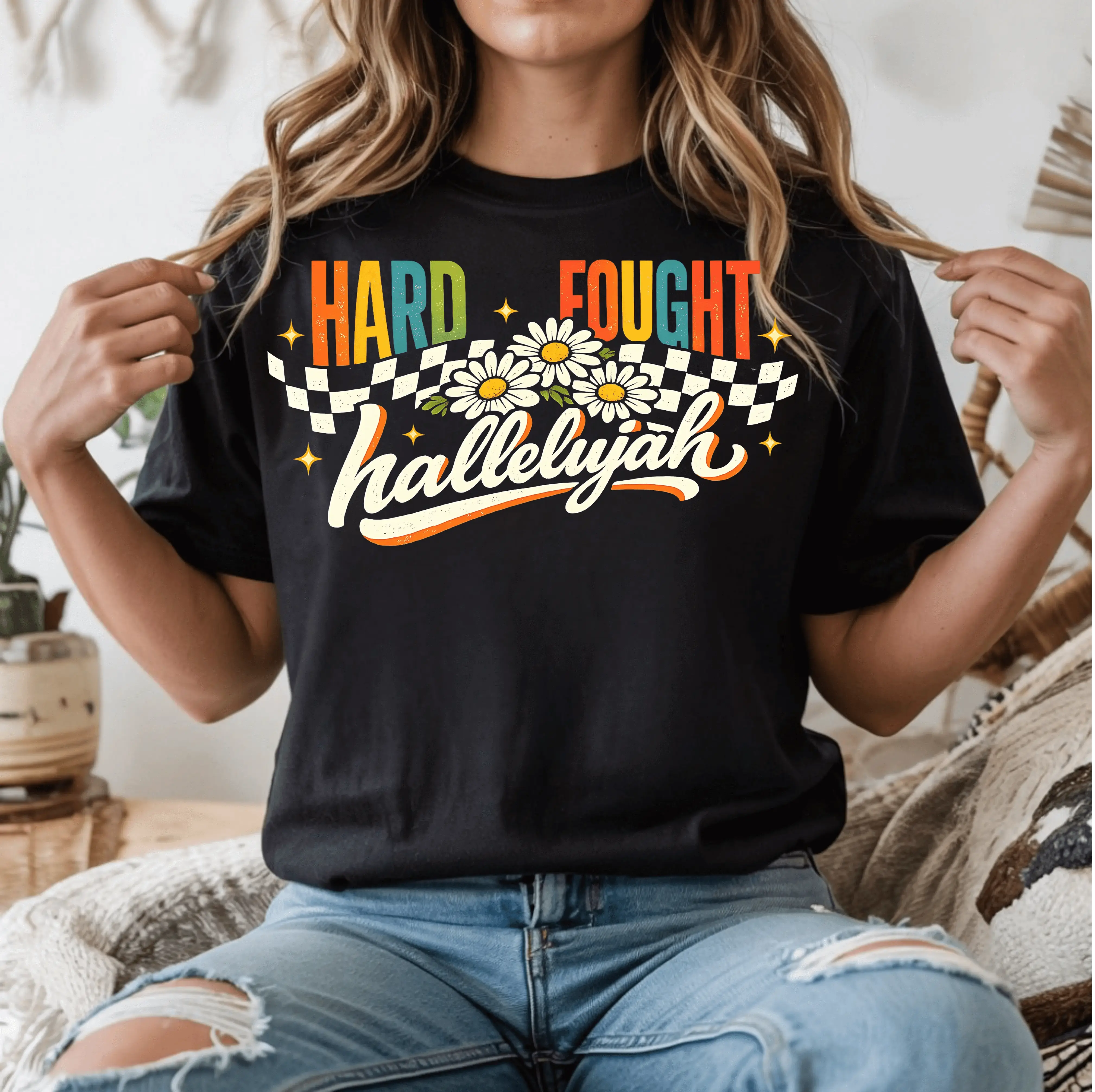 Retro Hard-Fought Hallelujah Faith T Shirt DuoCreationZ