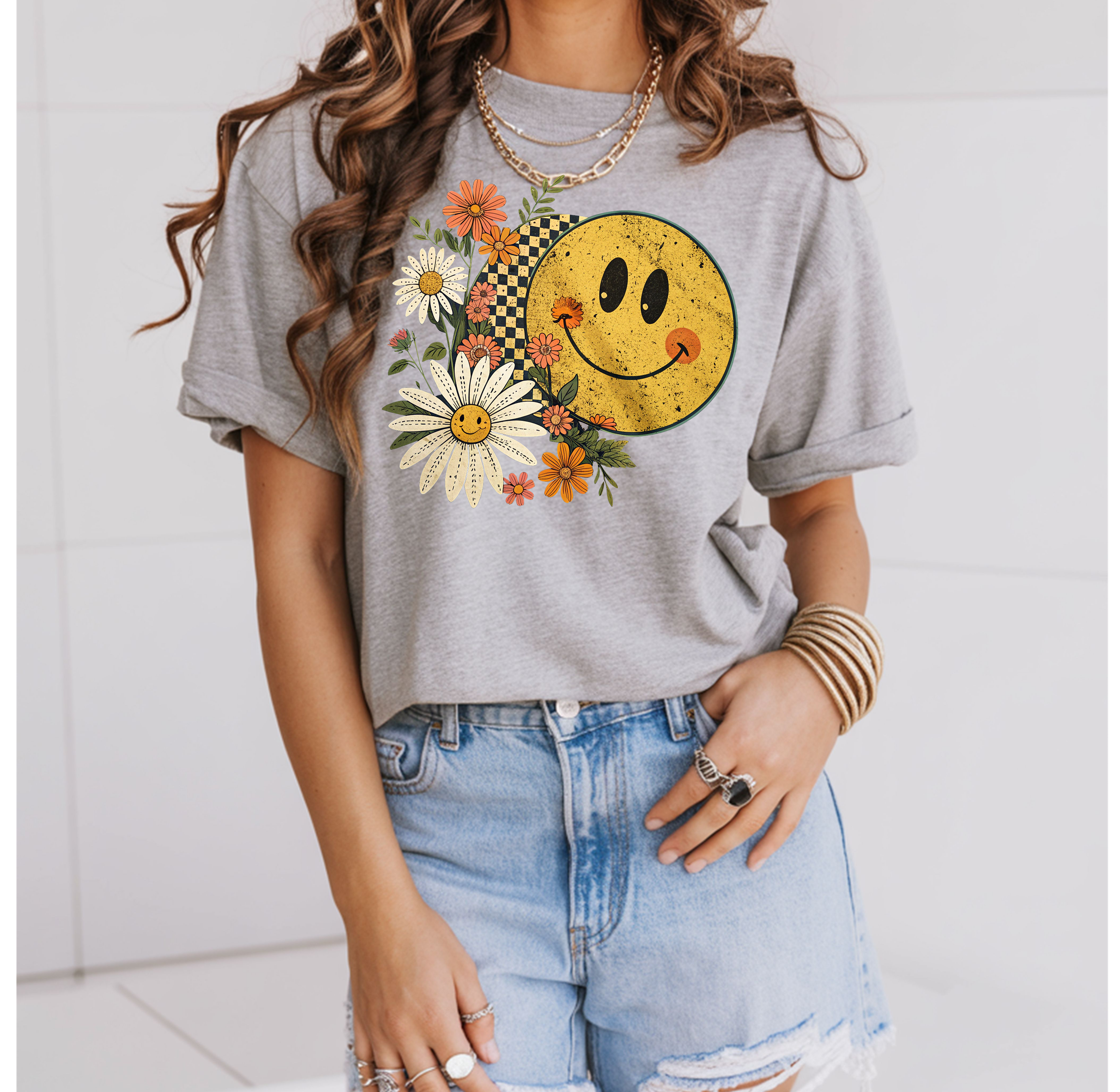 Floral Fall Smiley Face T Shirt