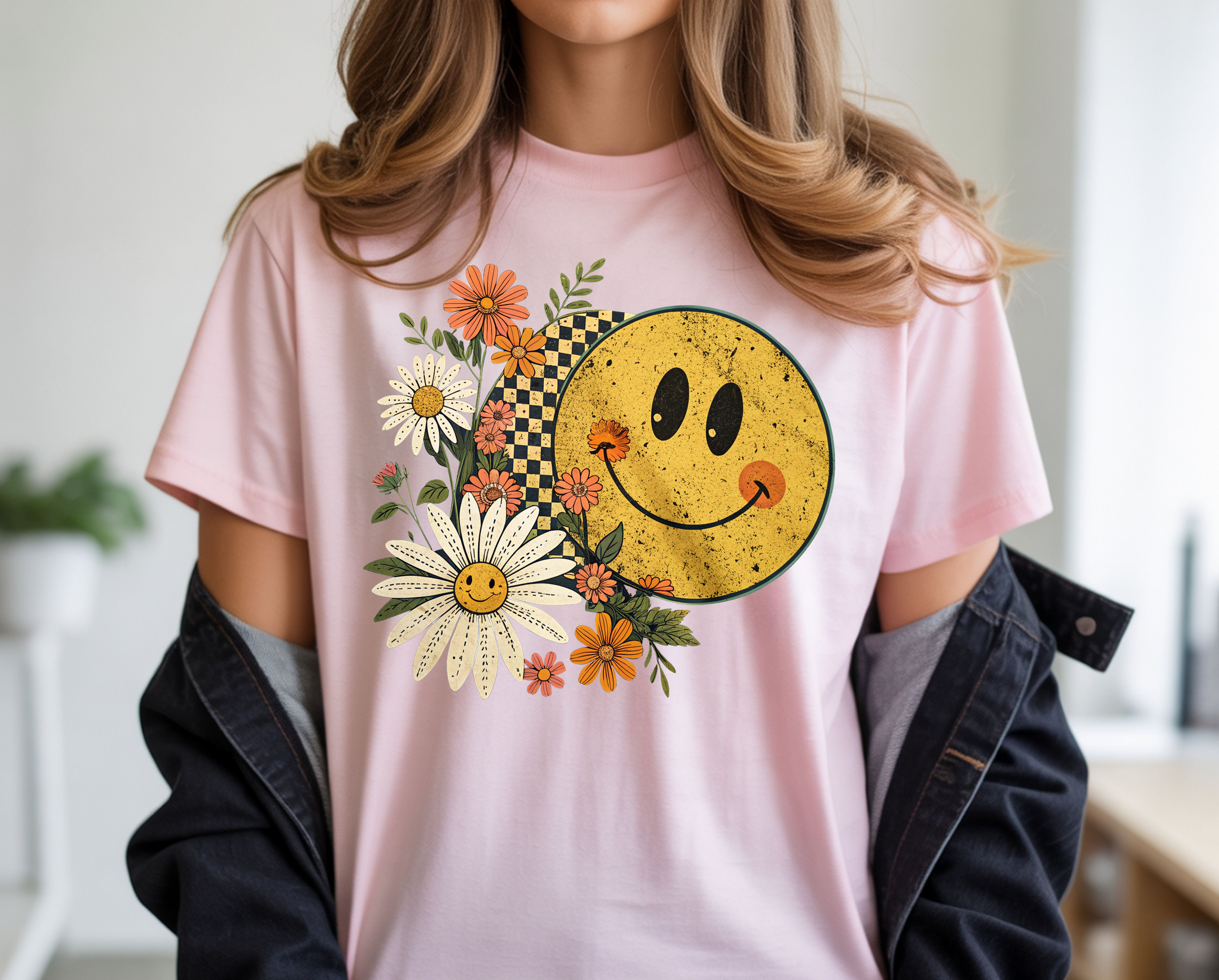 Floral Fall Smiley Face T Shirt