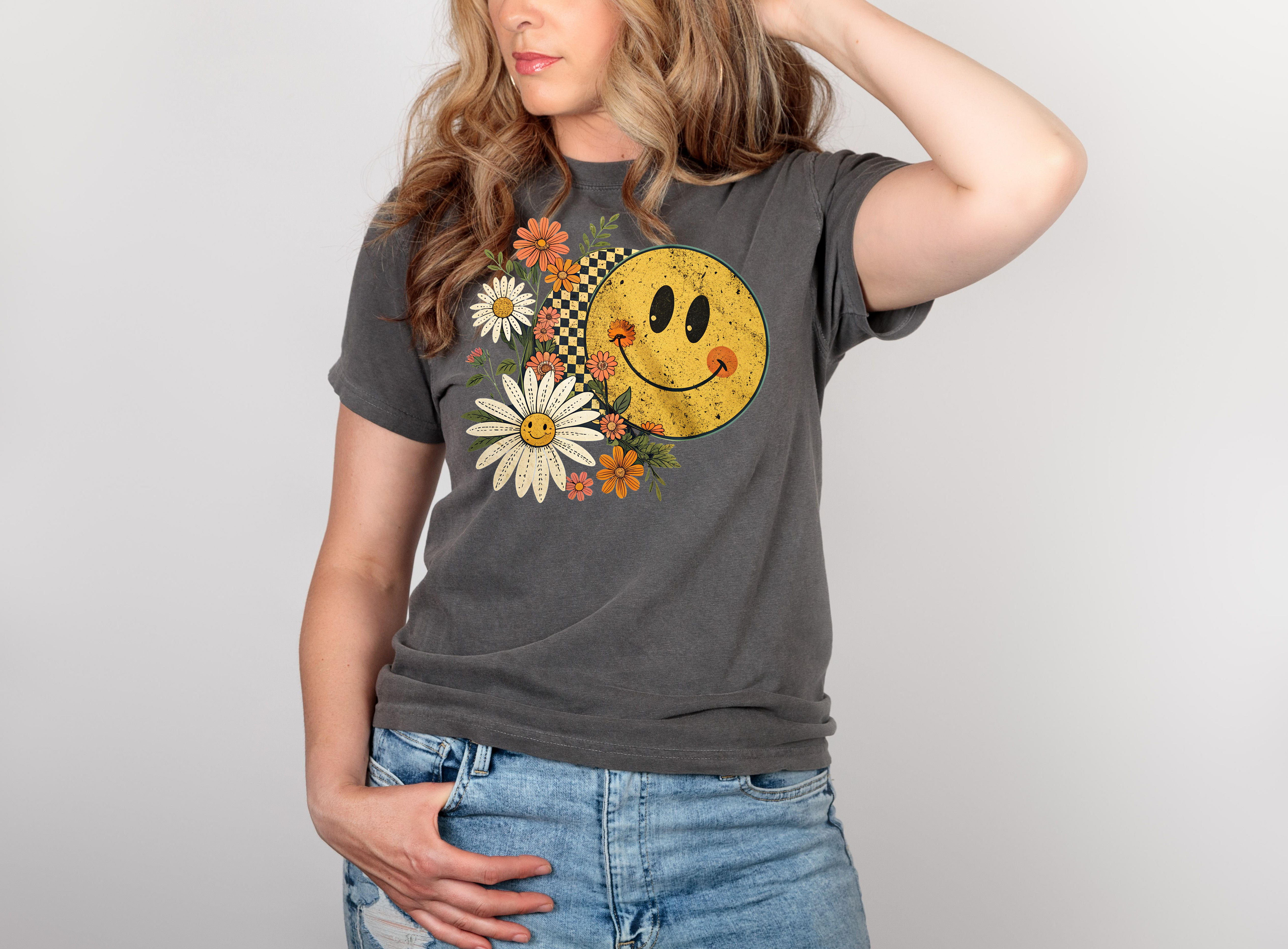 Floral Fall Smiley Face T Shirt