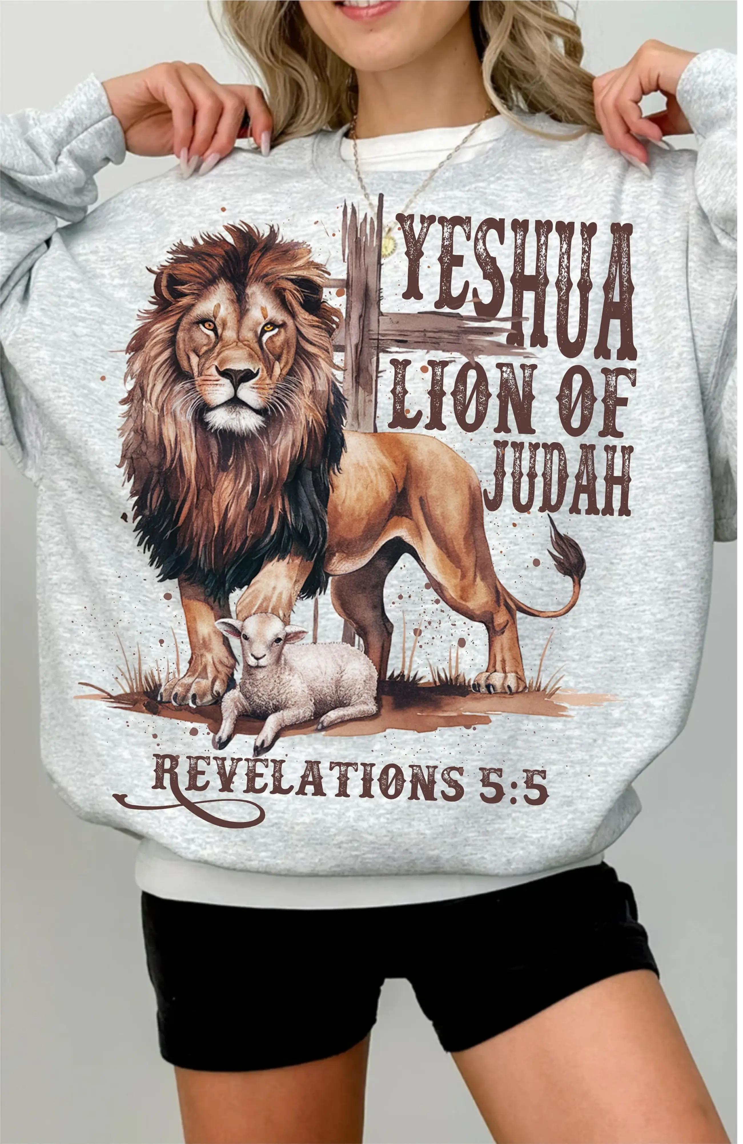 Yeshua lion of Judah Graphic Sweatshirt DuoCreationZ